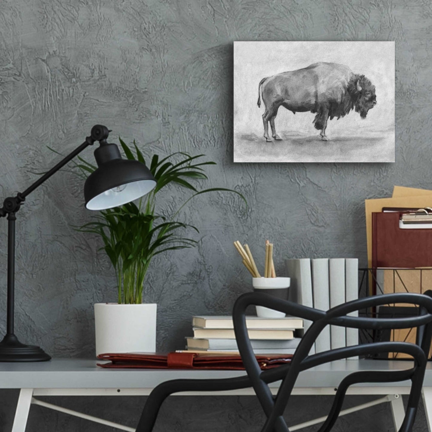 Epic Art 'Wild Bison Study I' by Emma Scarvey, Acrylic Glass Wall Art,16x12