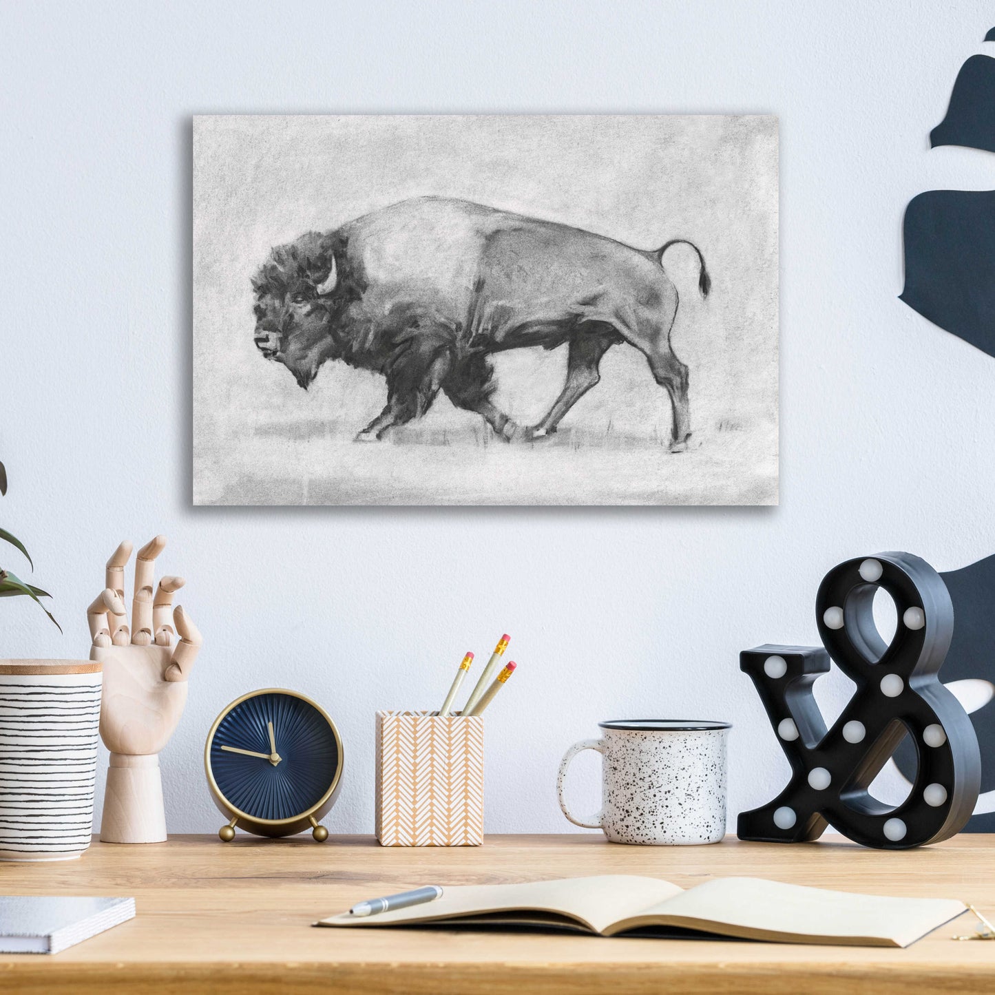 Epic Art 'Wild Bison Study II' by Emma Scarvey, Acrylic Glass Wall Art,16x12