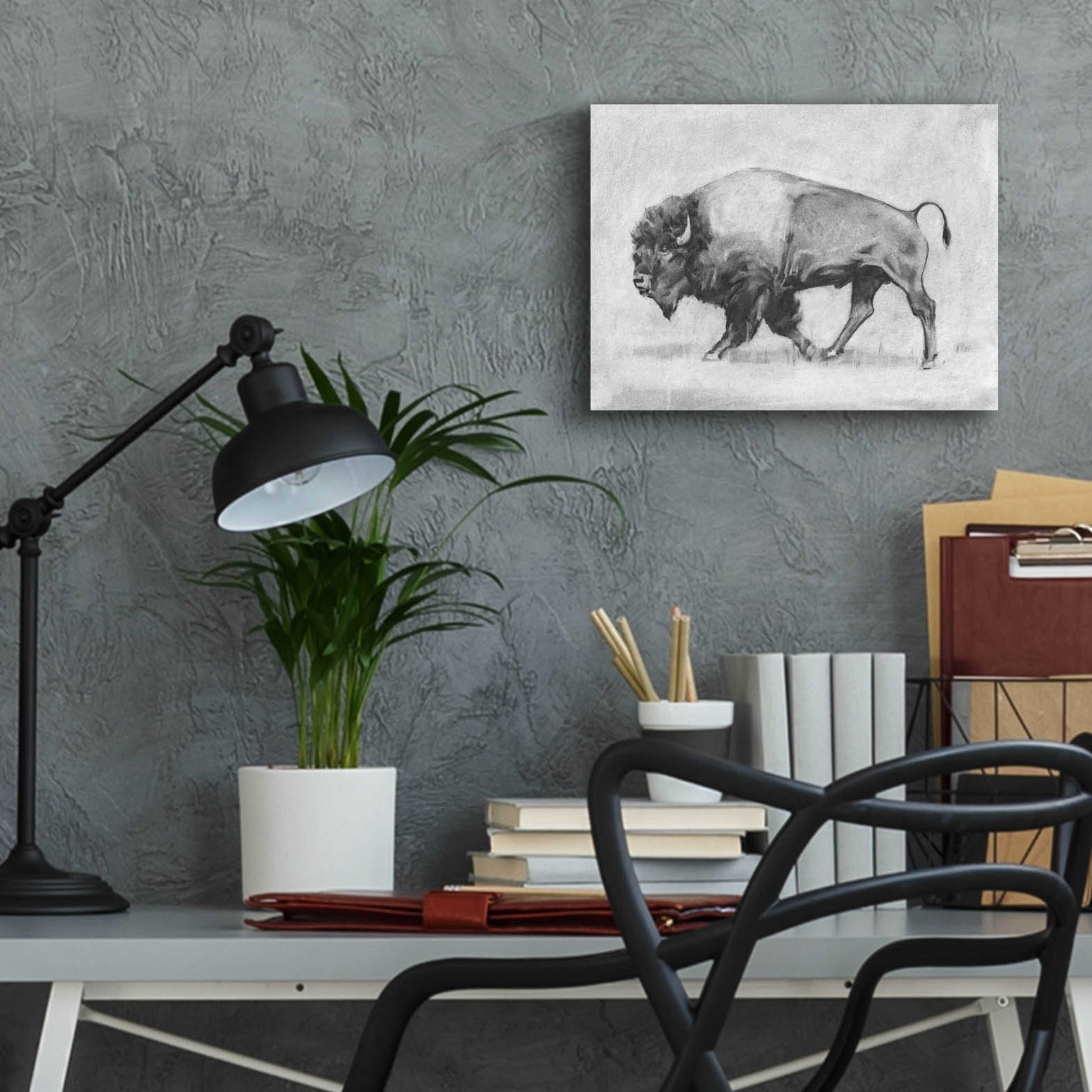 Epic Art 'Wild Bison Study II' by Emma Scarvey, Acrylic Glass Wall Art,16x12