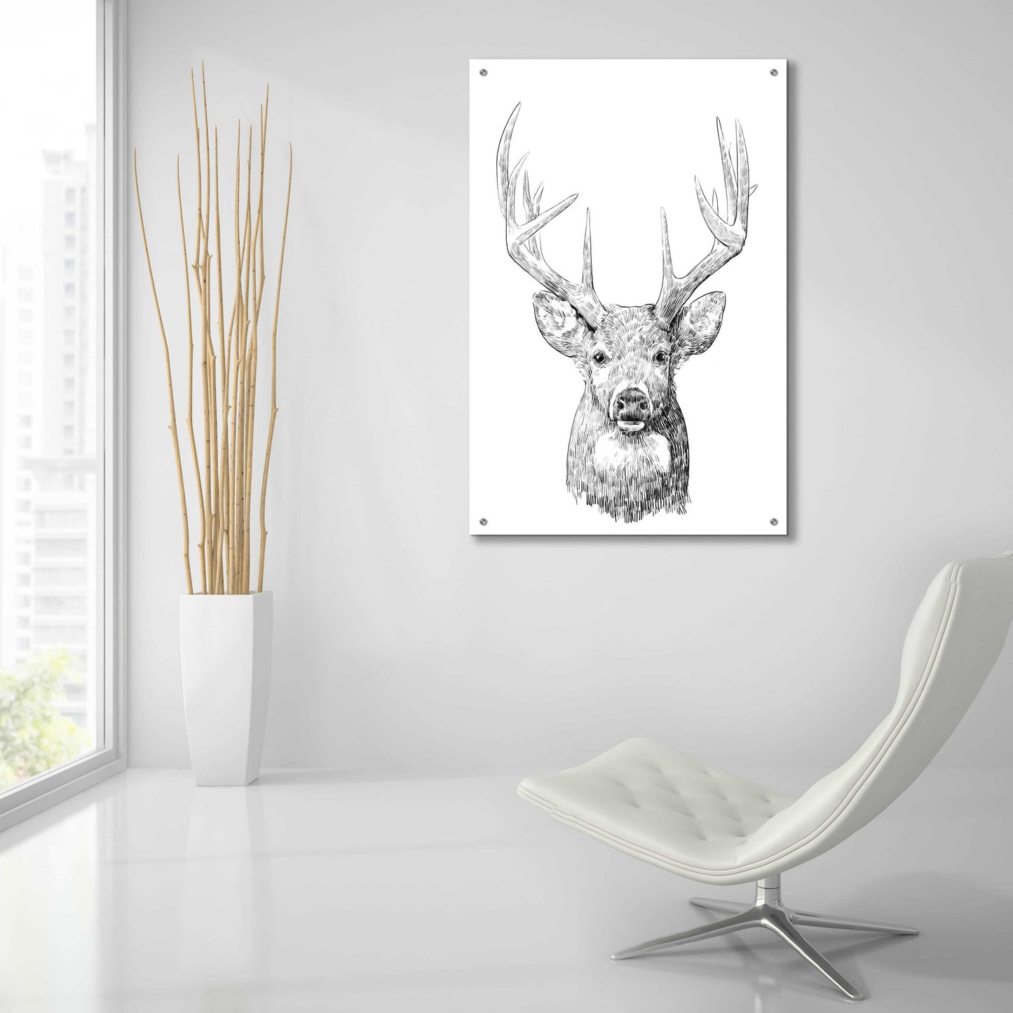 Epic Art 'Young Buck Sketch II' by Emma Scarvey, Acrylic Glass Wall Art,24x36