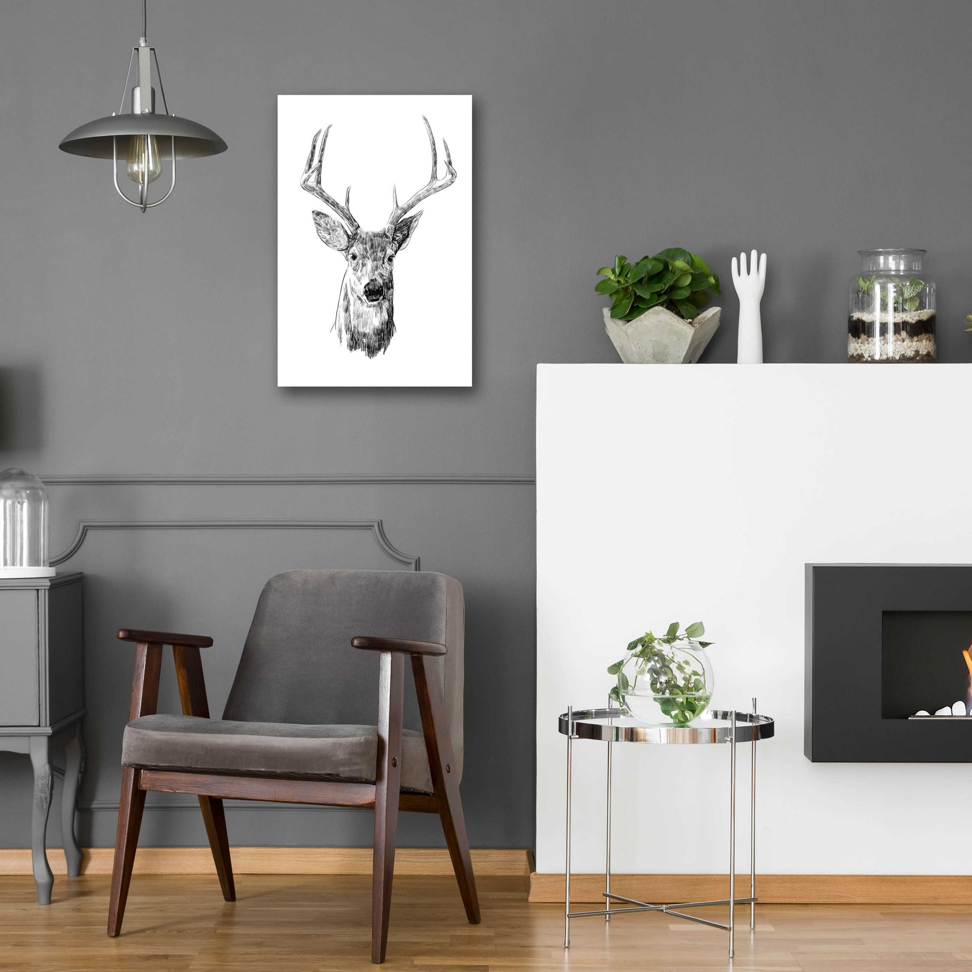 Epic Art 'Young Buck Sketch III' by Emma Scarvey, Acrylic Glass Wall Art,16x24