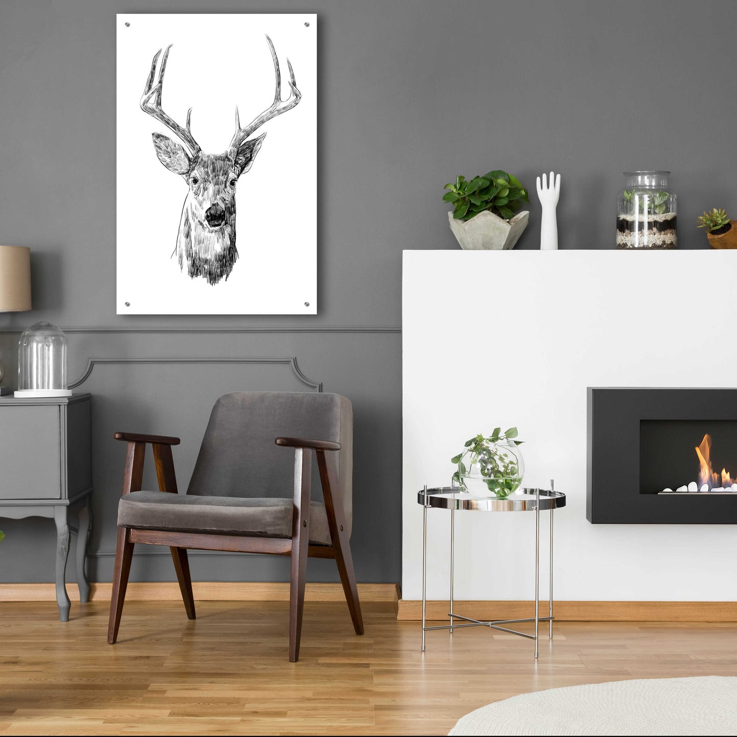 Epic Art 'Young Buck Sketch III' by Emma Scarvey, Acrylic Glass Wall Art,24x36