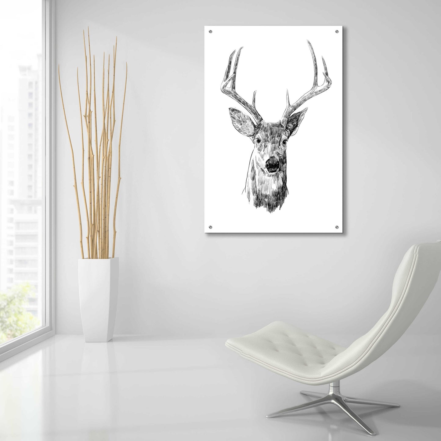 Epic Art 'Young Buck Sketch III' by Emma Scarvey, Acrylic Glass Wall Art,24x36