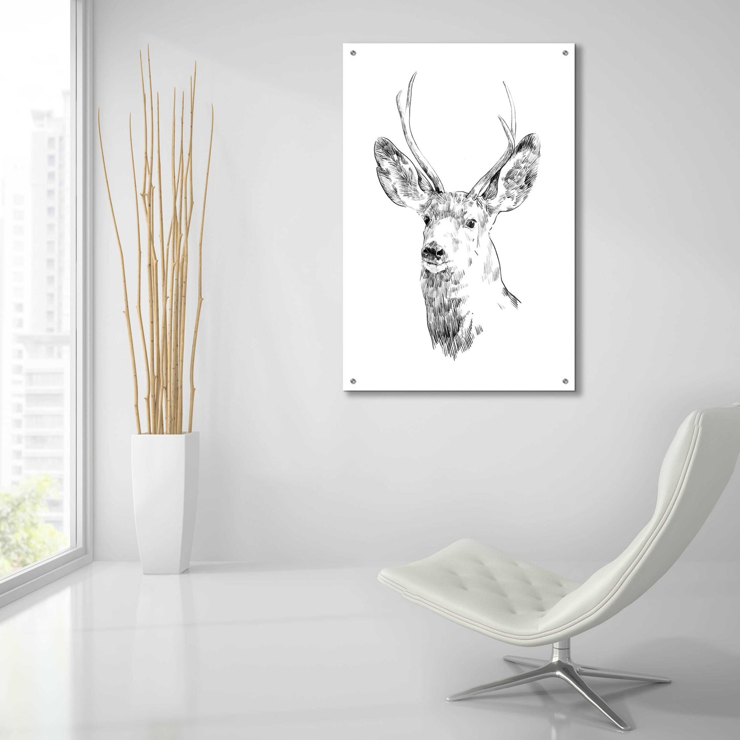 Epic Art 'Young Buck Sketch IV' by Emma Scarvey, Acrylic Glass Wall Art,24x36