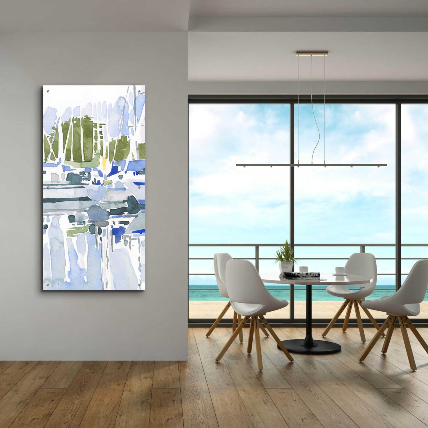 Epic Art 'Sailboat Reflections I' by Emma Scarvey, Acrylic Glass Wall Art,24x48