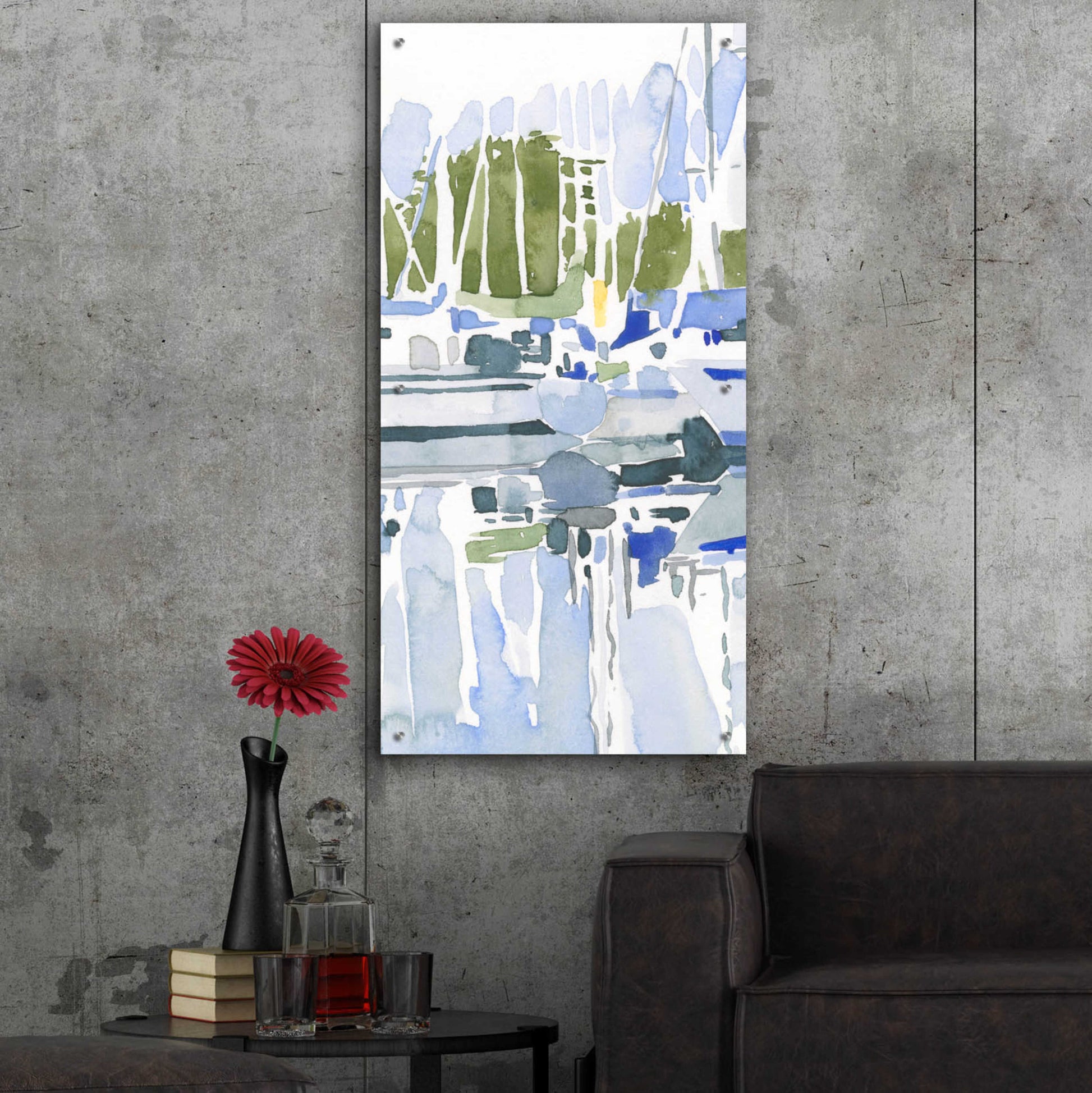 Epic Art 'Sailboat Reflections I' by Emma Scarvey, Acrylic Glass Wall Art,24x48