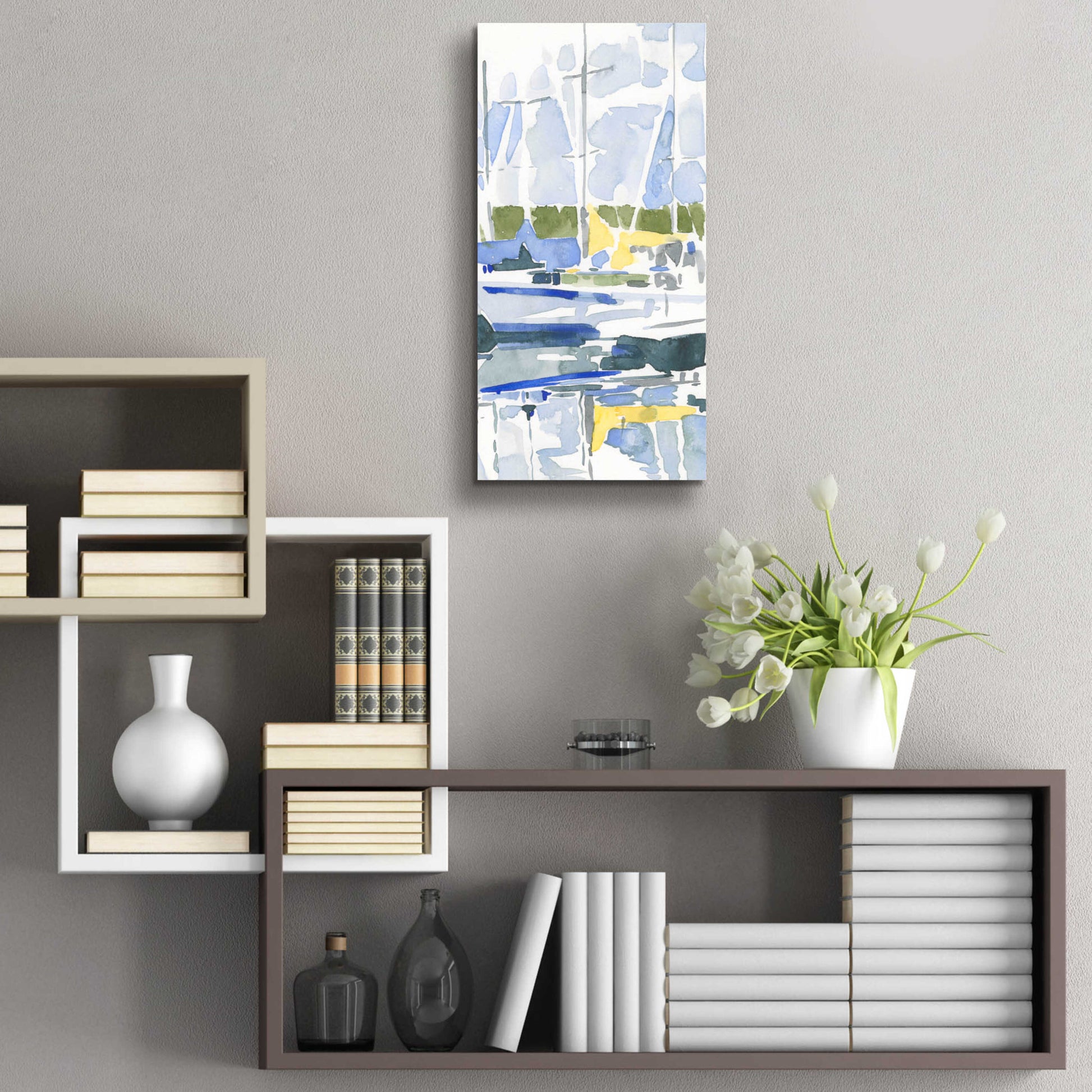 Epic Art 'Sailboat Reflections II' by Emma Scarvey, Acrylic Glass Wall Art,12x24