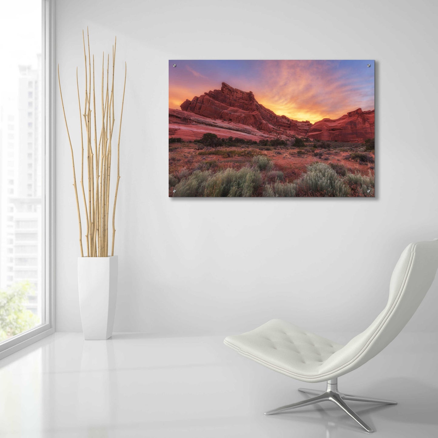 Epic Art 'Arches Sky Fire - Arches National Park' by Darren White, Acrylic Glass Wall Art,36x24
