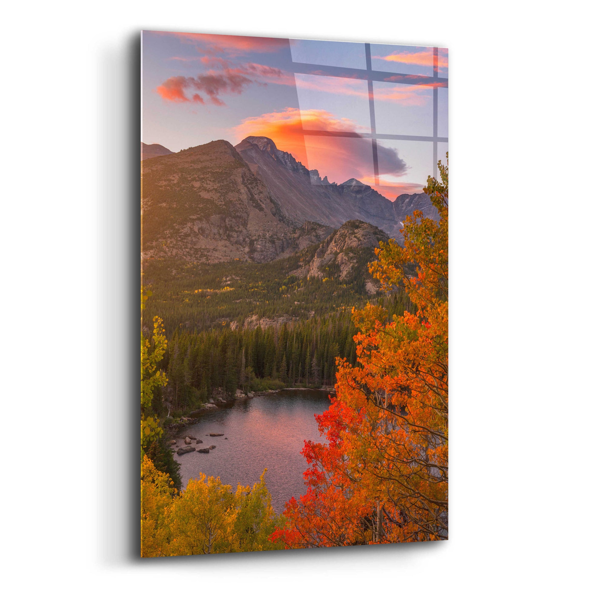 Epic Art 'Autumn Sunrise over Longs Peak - Rocky Mountain National Park' by Darren White, Acrylic Glass Wall Art,12x16