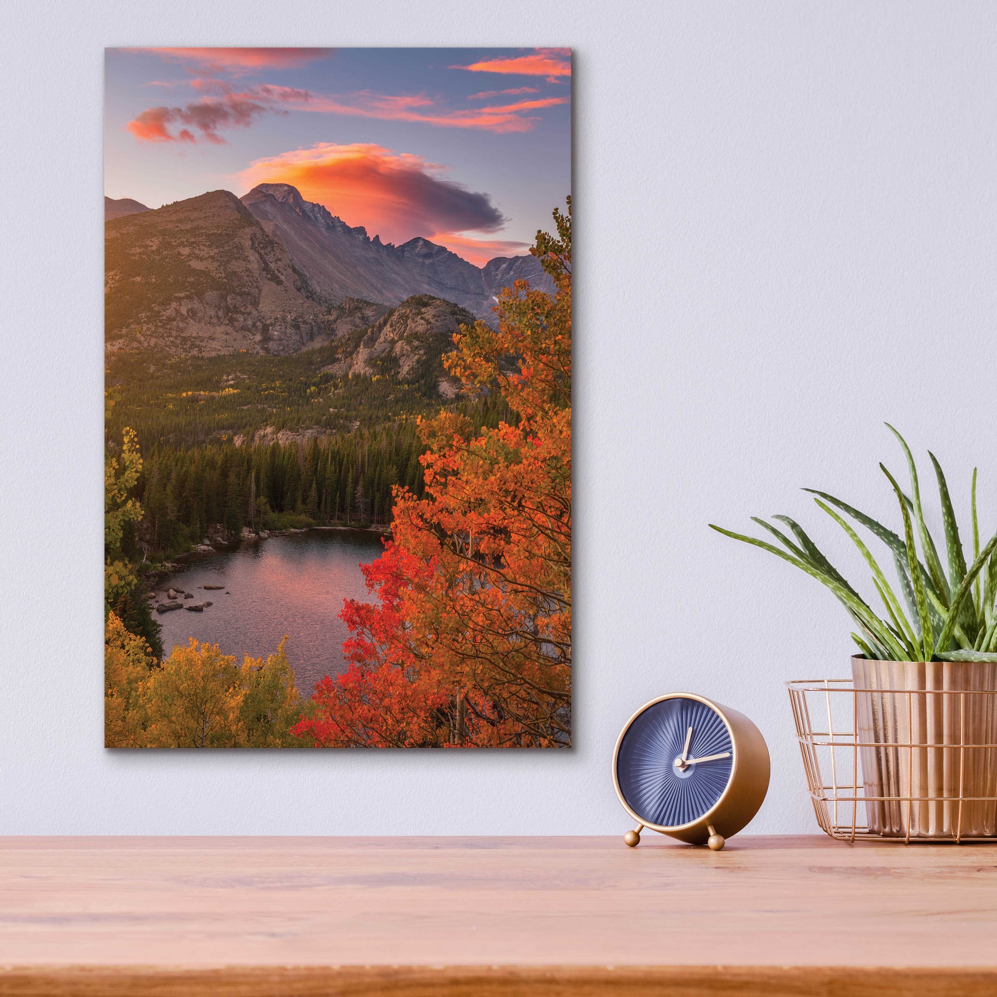 Epic Art 'Autumn Sunrise over Longs Peak - Rocky Mountain National Park' by Darren White, Acrylic Glass Wall Art,12x16