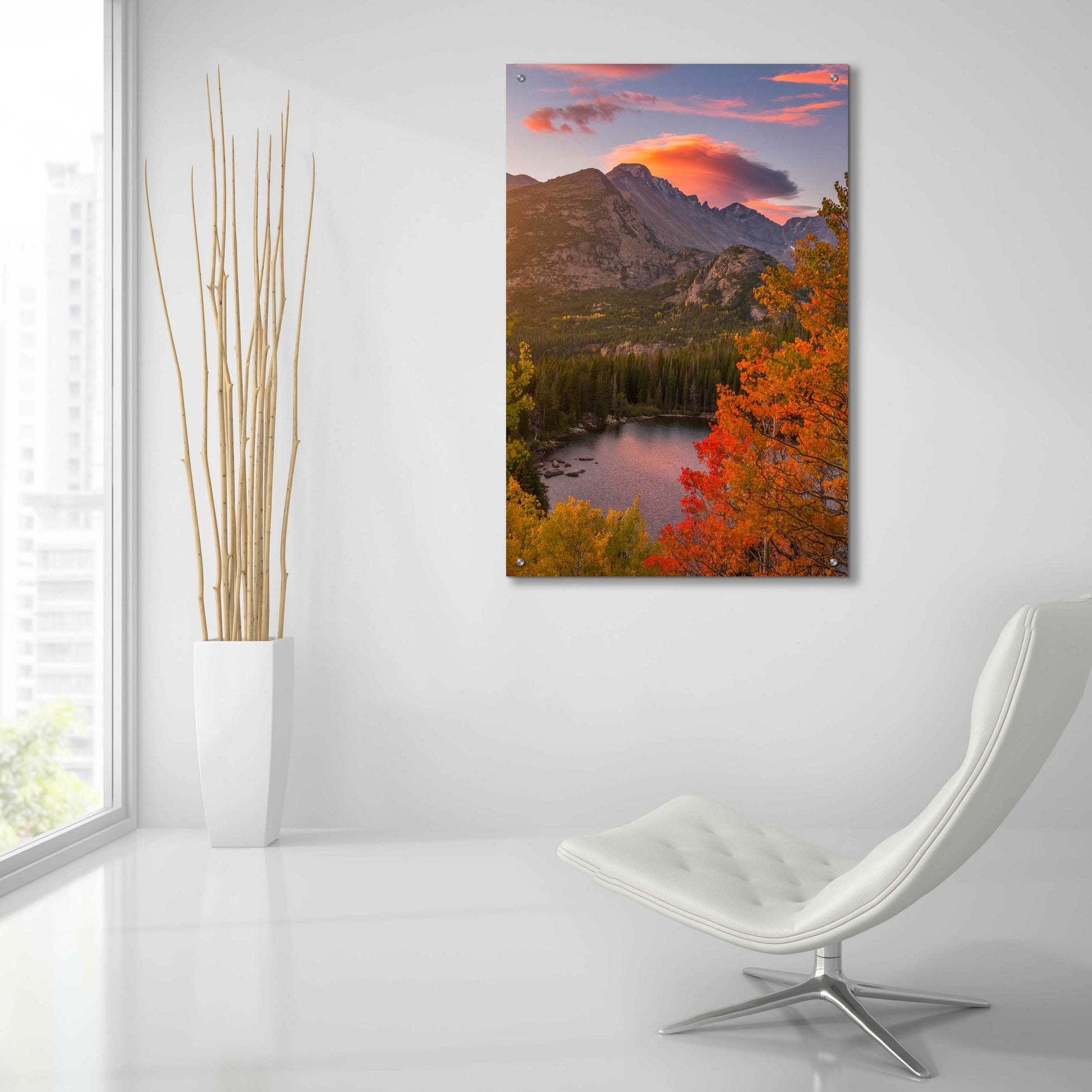 Epic Art 'Autumn Sunrise over Longs Peak - Rocky Mountain National Park' by Darren White, Acrylic Glass Wall Art,24x36