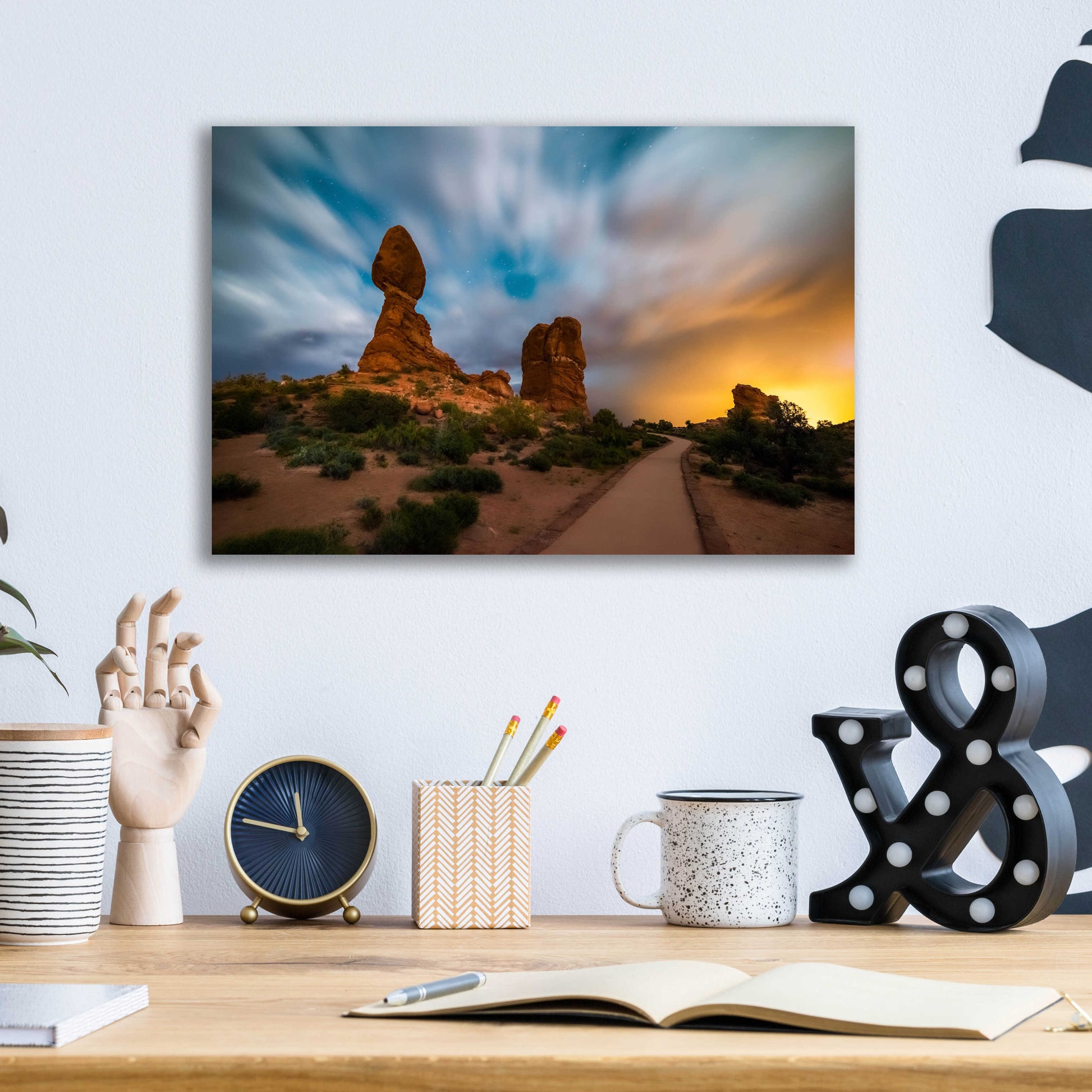 Epic Art 'Balanced Light show - Arches National Park' by Darren White, Acrylic Glass Wall Art,16x12