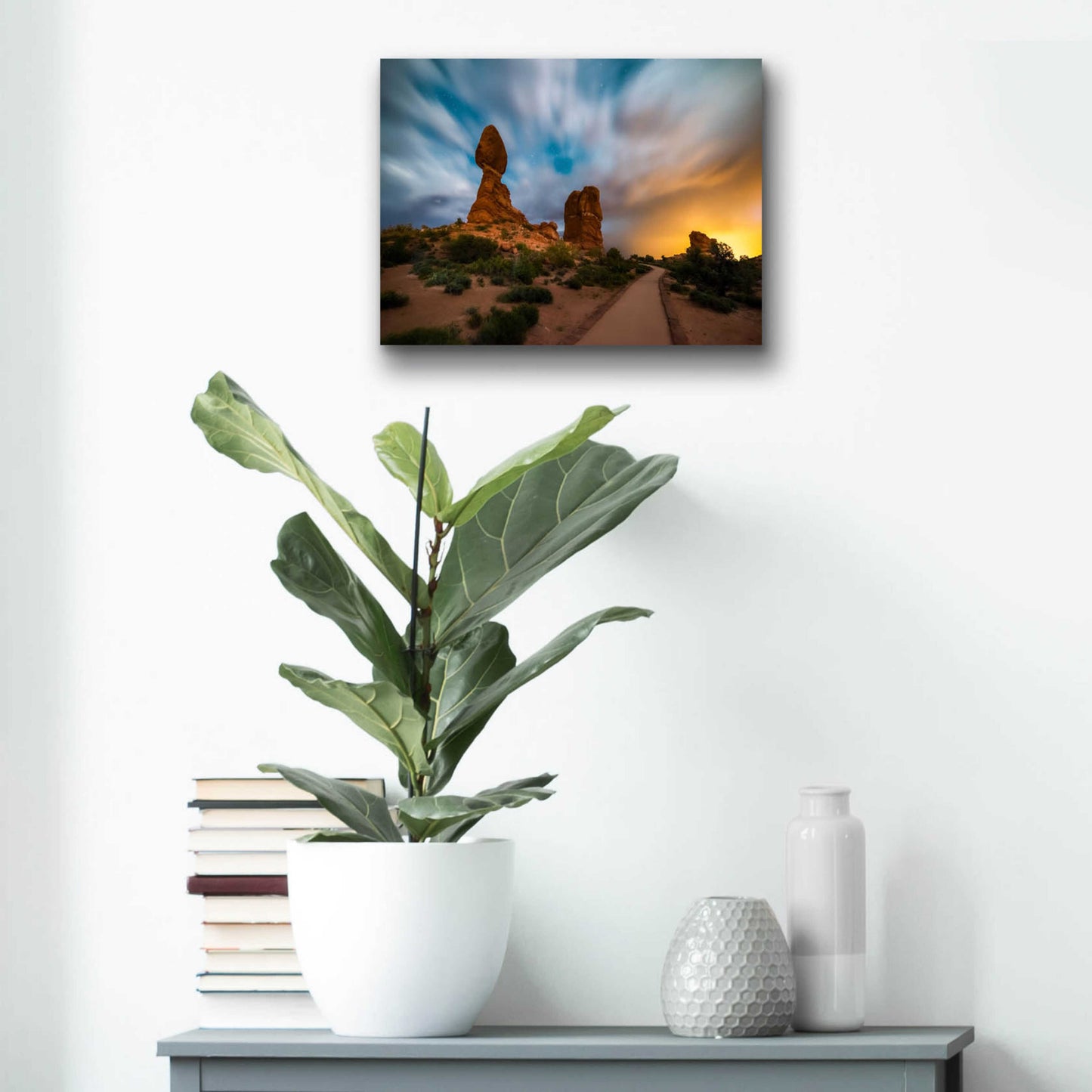 Epic Art 'Balanced Light show - Arches National Park' by Darren White, Acrylic Glass Wall Art,16x12