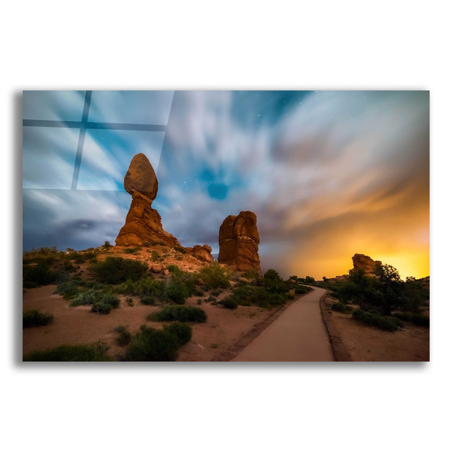 Epic Art 'Balanced Light show - Arches National Park' by Darren White, Acrylic Glass Wall Art,24x16