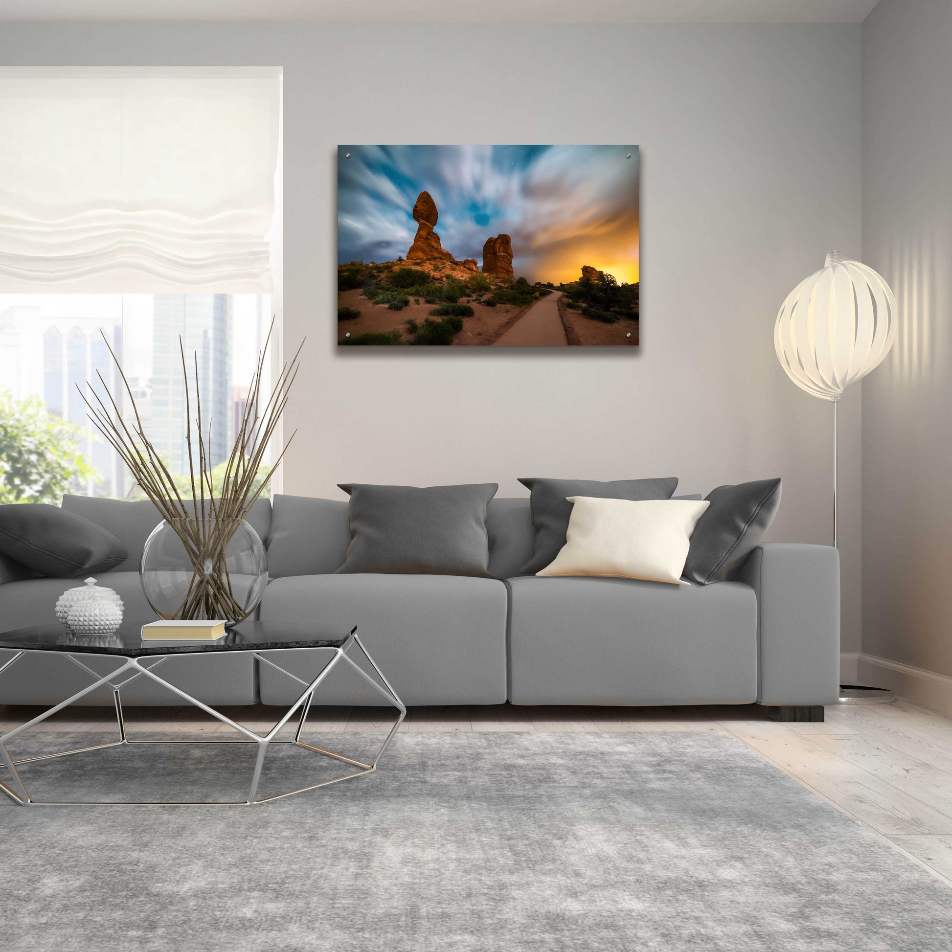 Epic Art 'Balanced Light show - Arches National Park' by Darren White, Acrylic Glass Wall Art,36x24