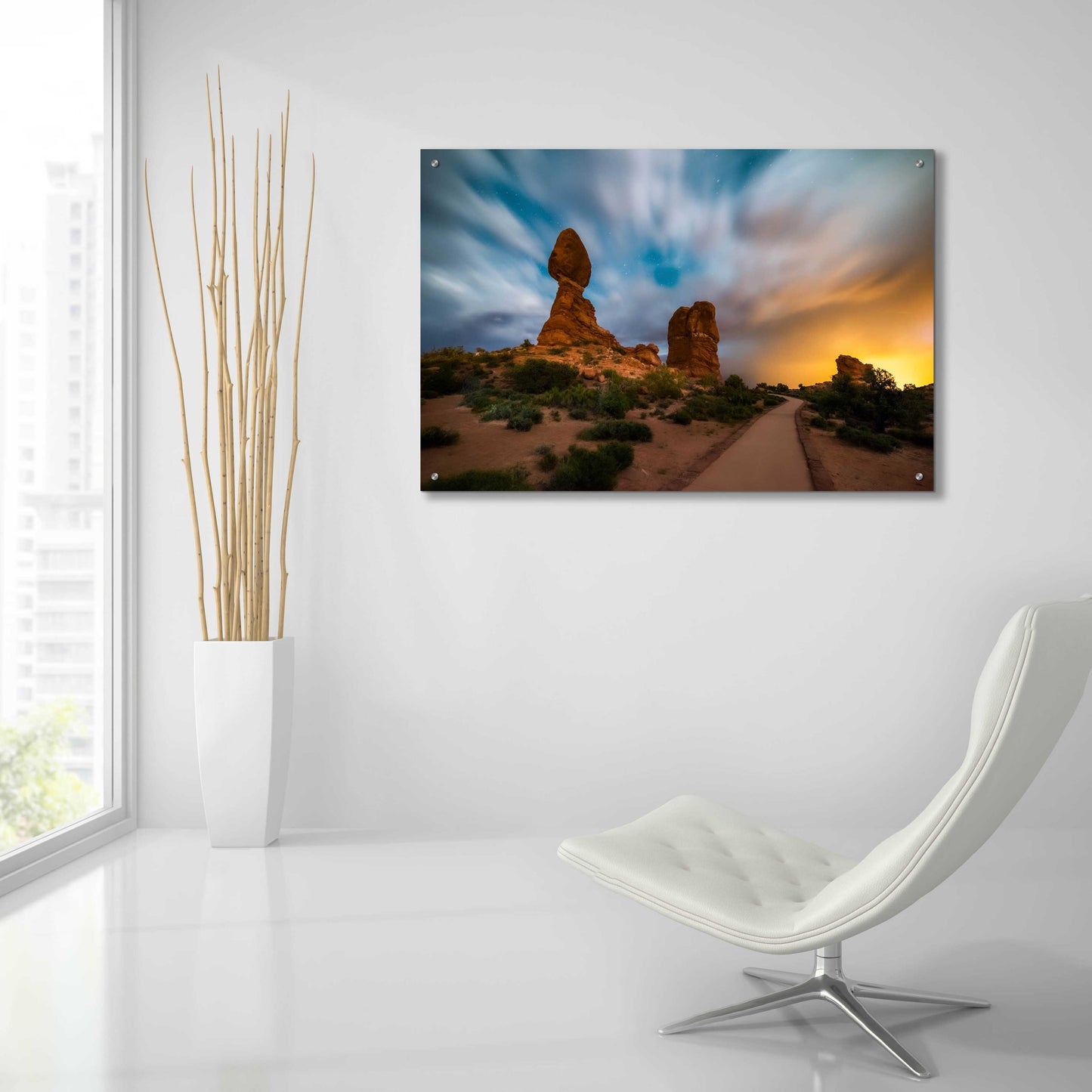 Epic Art 'Balanced Light show - Arches National Park' by Darren White, Acrylic Glass Wall Art,36x24