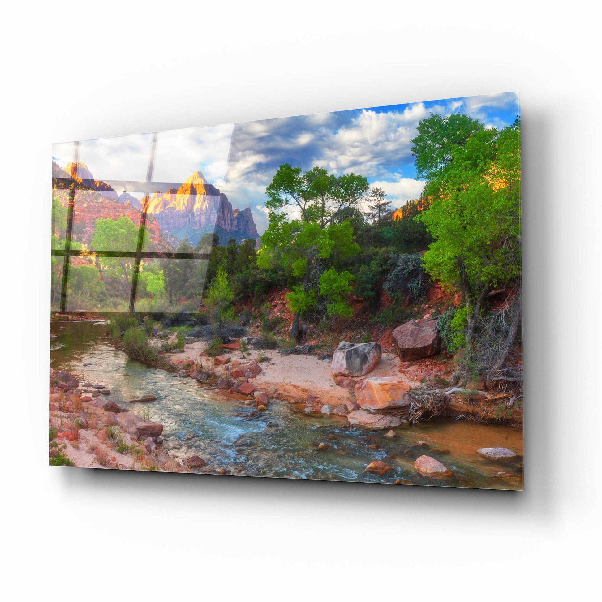 Epic Art 'Banks of Zion - Zion National Park' by Darren White, Acrylic Glass Wall Art,16x12