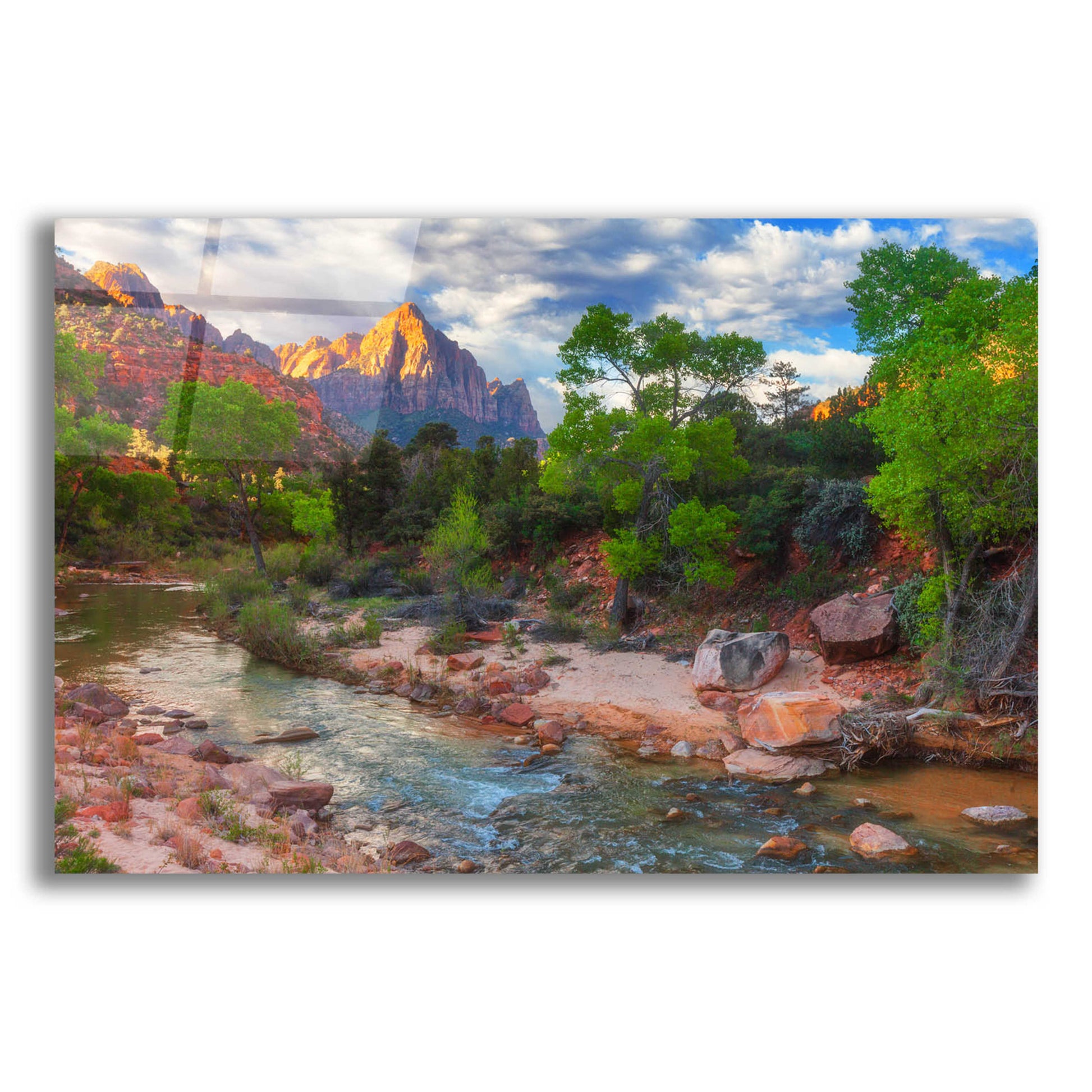 Epic Art 'Banks of Zion - Zion National Park' by Darren White, Acrylic Glass Wall Art,24x16