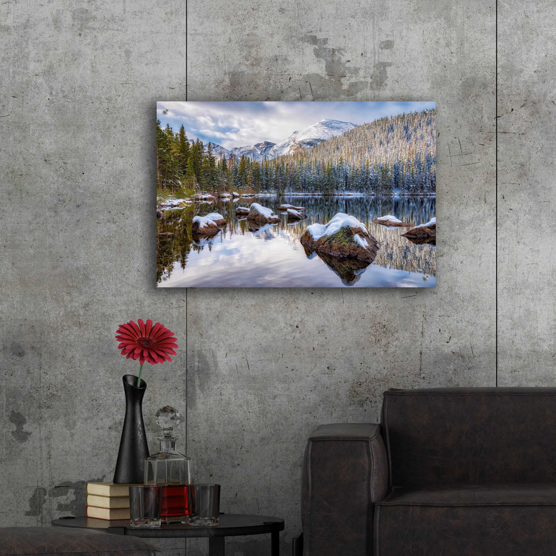 Epic Art 'Bear Lake Holiday - Rocky Mountain National Park' by Darren White, Acrylic Glass Wall Art,36x24