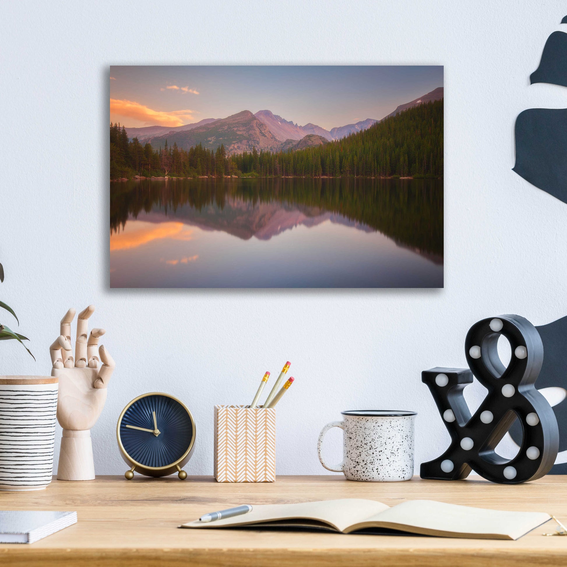 Epic Art 'Bear Lake Sunset Reflection - Rocky Mountain National Park' by Darren White, Acrylic Glass Wall Art,16x12