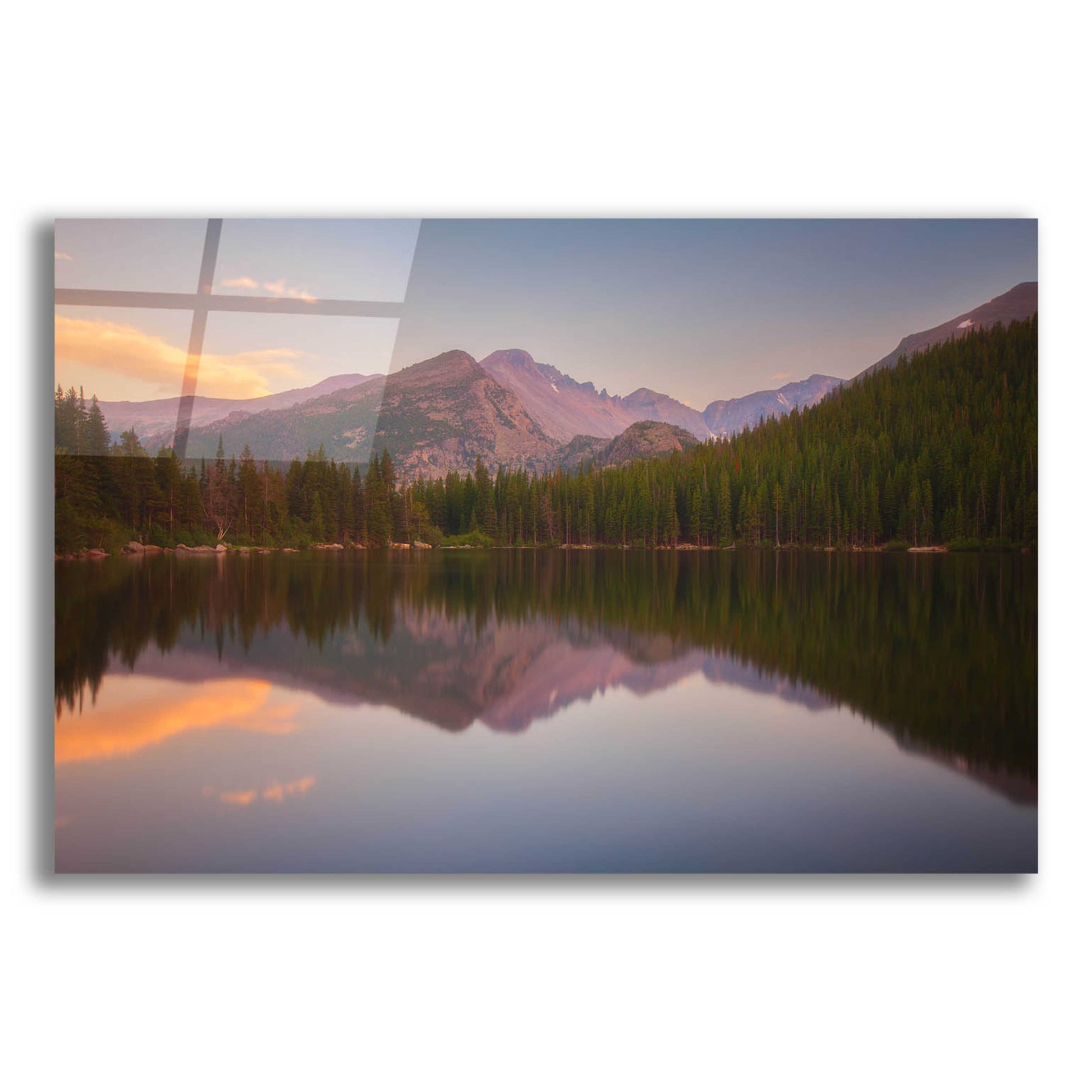 Epic Art 'Bear Lake Sunset Reflection - Rocky Mountain National Park' by Darren White, Acrylic Glass Wall Art,24x16