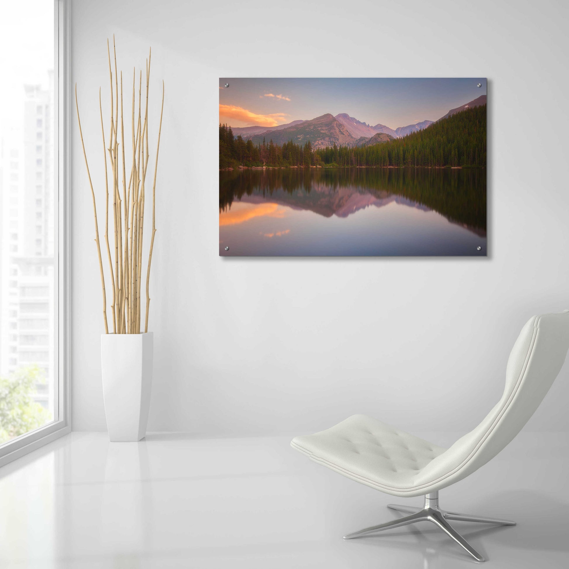 Epic Art 'Bear Lake Sunset Reflection - Rocky Mountain National Park' by Darren White, Acrylic Glass Wall Art,36x24