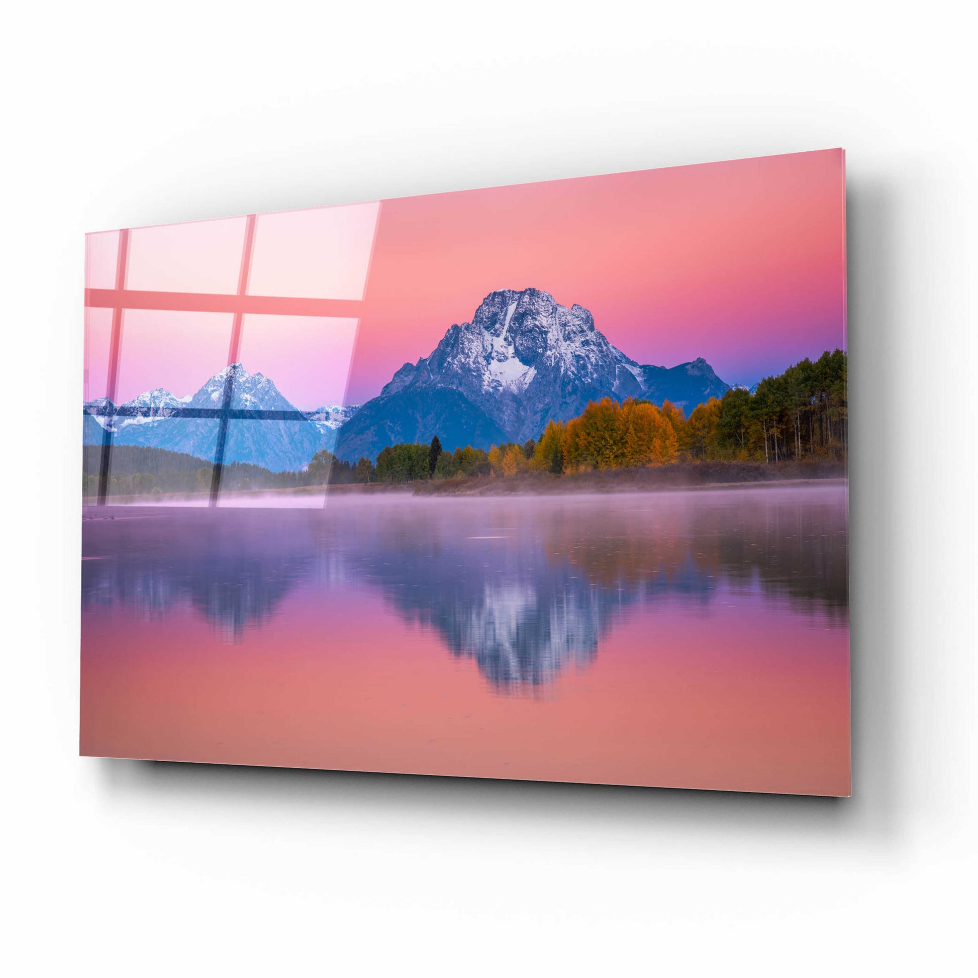 Epic Art 'Belt of Venus at Oxbow - Grand Teton National Park' by Darren White, Acrylic Glass Wall Art,16x12