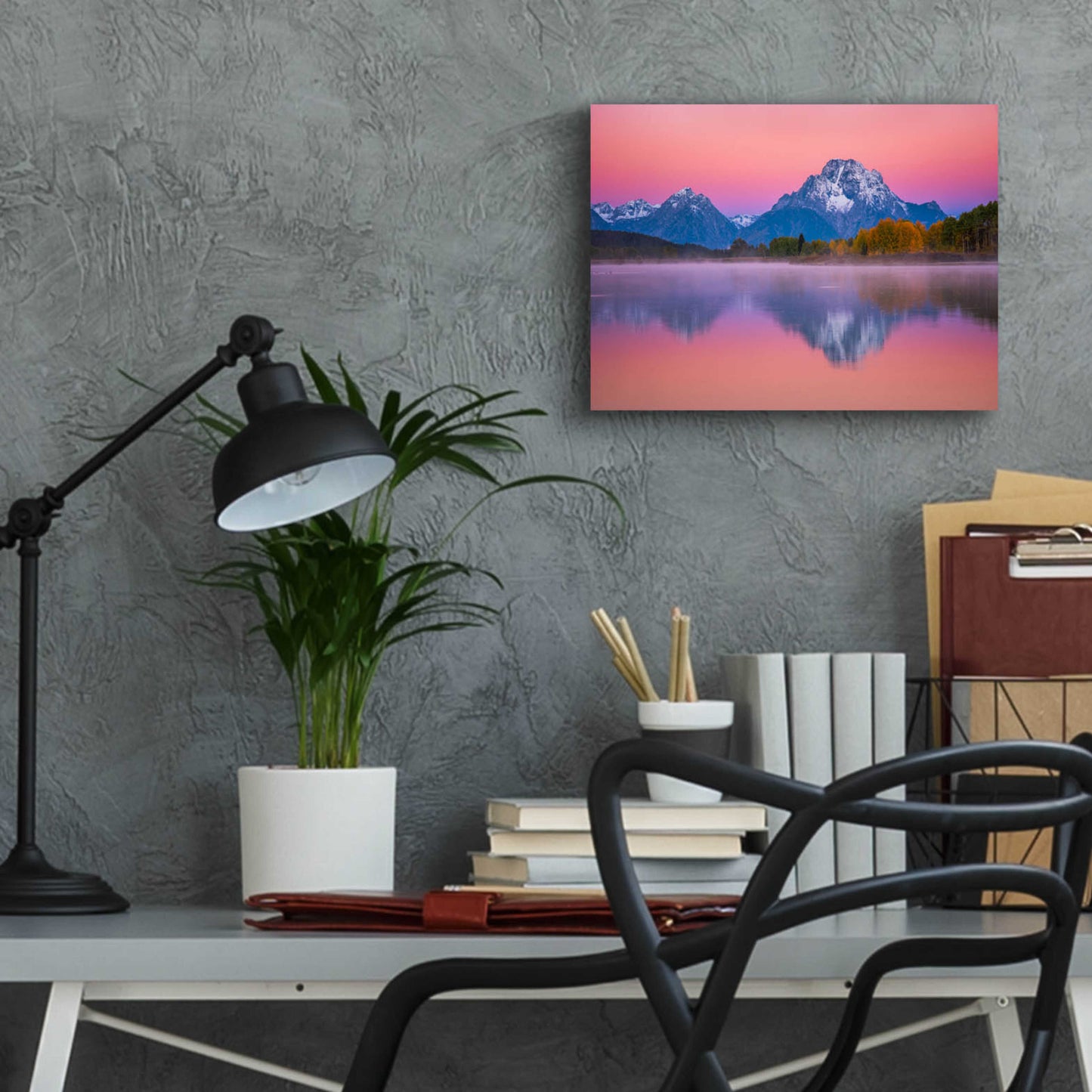 Epic Art 'Belt of Venus at Oxbow - Grand Teton National Park' by Darren White, Acrylic Glass Wall Art,16x12