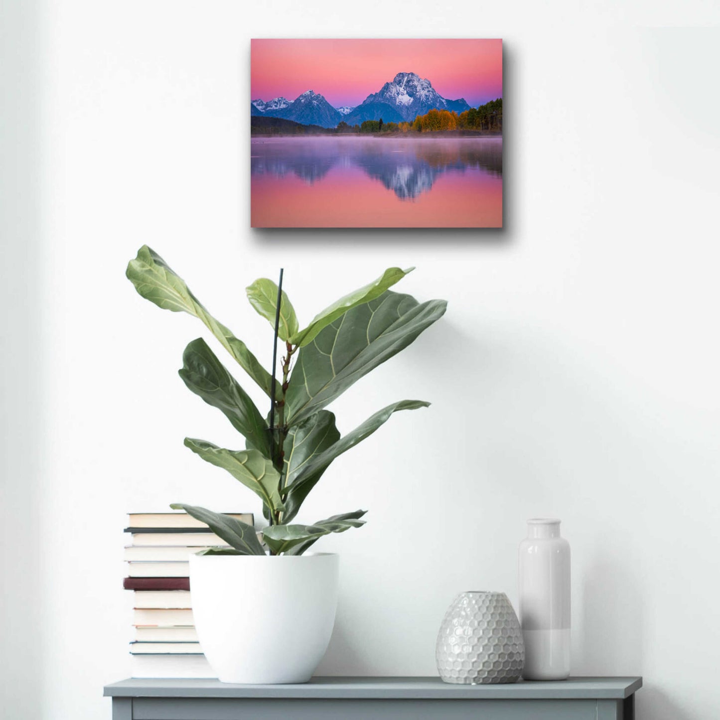 Epic Art 'Belt of Venus at Oxbow - Grand Teton National Park' by Darren White, Acrylic Glass Wall Art,16x12