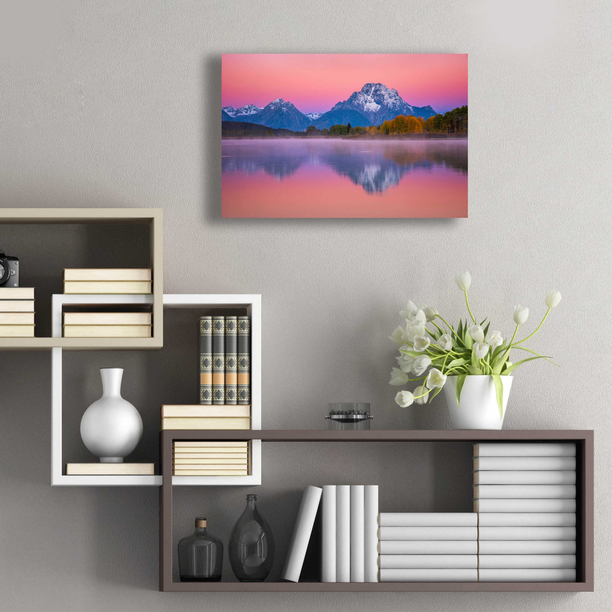 Epic Art 'Belt of Venus at Oxbow - Grand Teton National Park' by Darren White, Acrylic Glass Wall Art,24x16