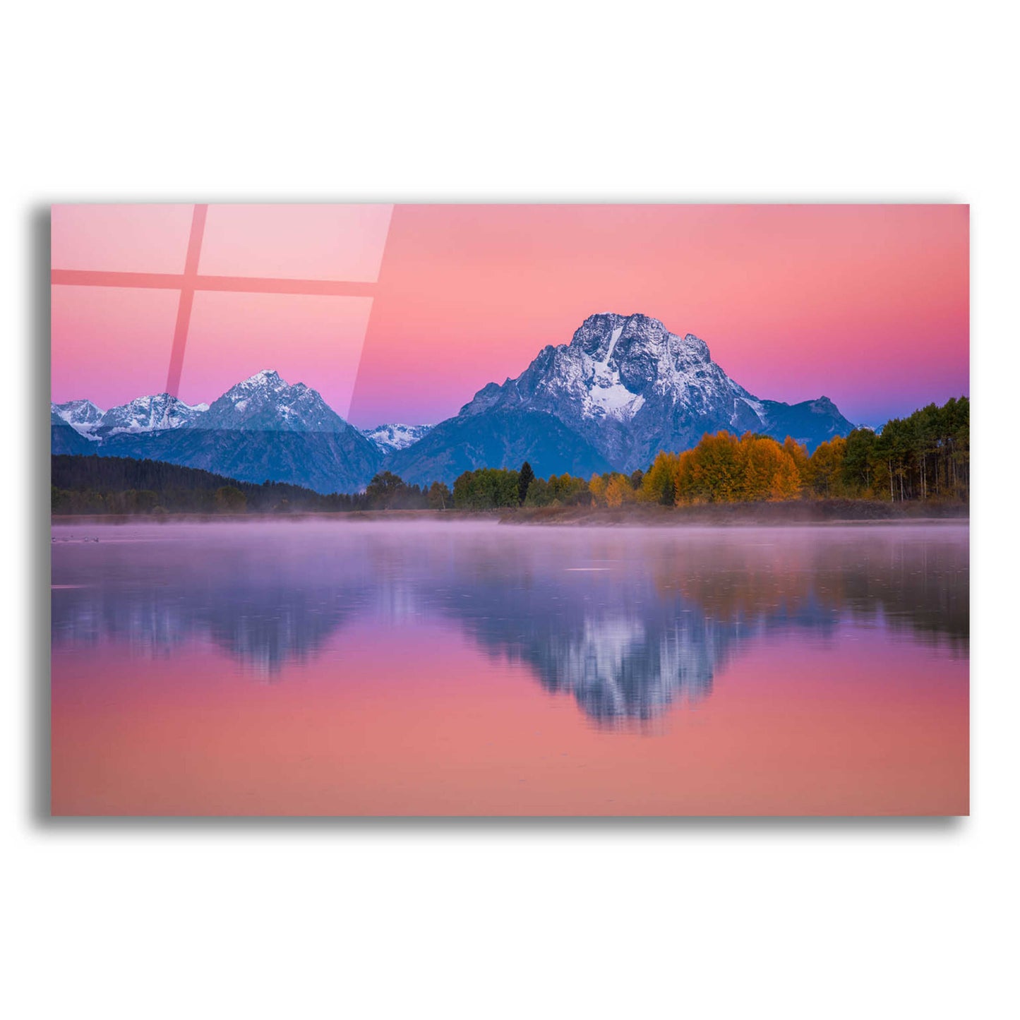 Epic Art 'Belt of Venus at Oxbow - Grand Teton National Park' by Darren White, Acrylic Glass Wall Art,24x16