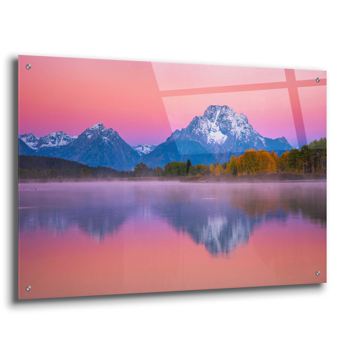 Epic Art 'Belt of Venus at Oxbow - Grand Teton National Park' by Darren White, Acrylic Glass Wall Art,36x24