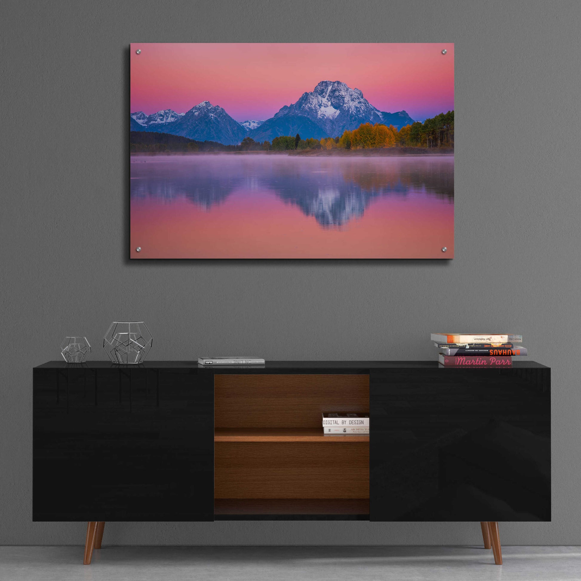 Epic Art 'Belt of Venus at Oxbow - Grand Teton National Park' by Darren White, Acrylic Glass Wall Art,36x24