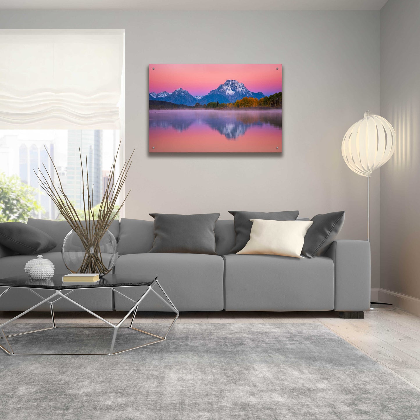 Epic Art 'Belt of Venus at Oxbow - Grand Teton National Park' by Darren White, Acrylic Glass Wall Art,36x24