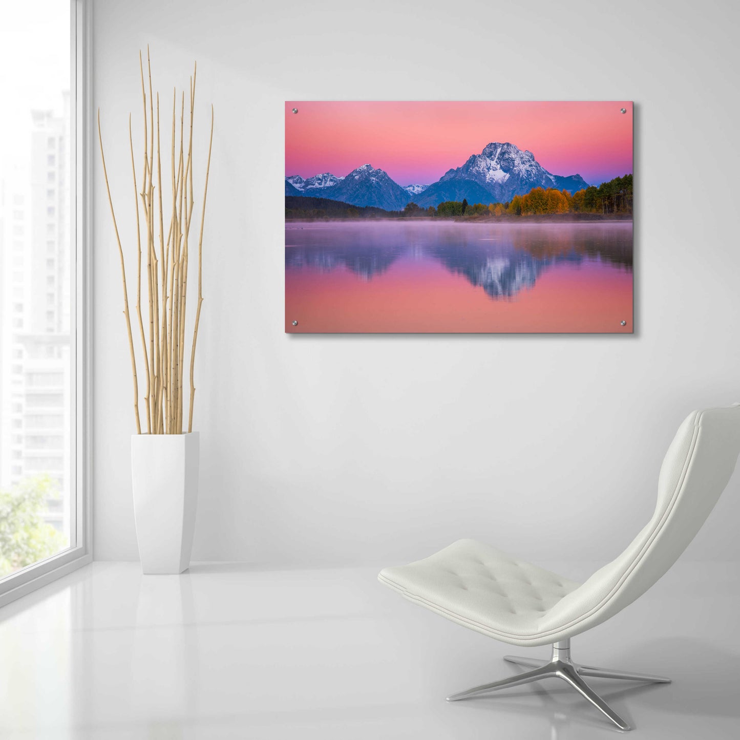 Epic Art 'Belt of Venus at Oxbow - Grand Teton National Park' by Darren White, Acrylic Glass Wall Art,36x24