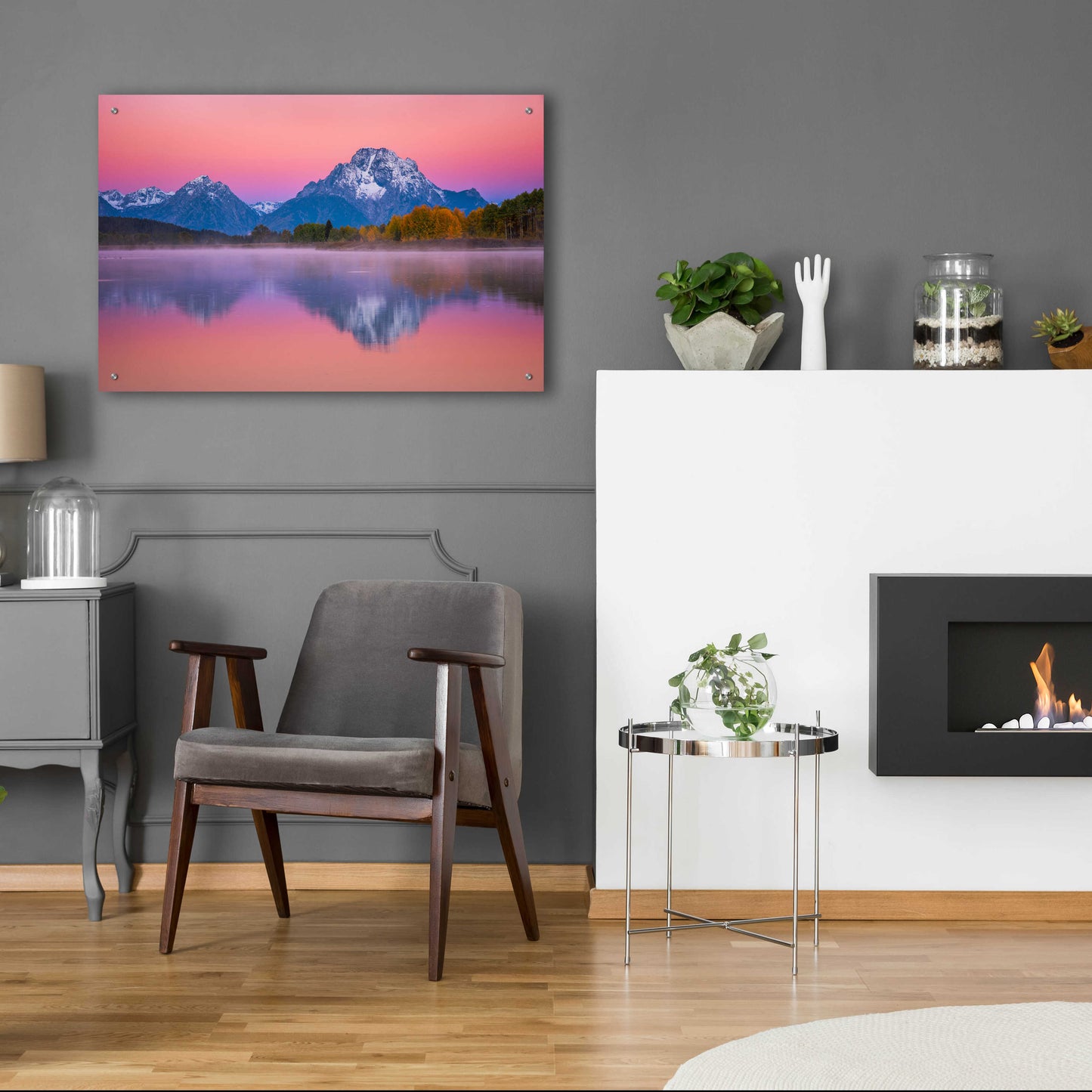 Epic Art 'Belt of Venus at Oxbow - Grand Teton National Park' by Darren White, Acrylic Glass Wall Art,36x24