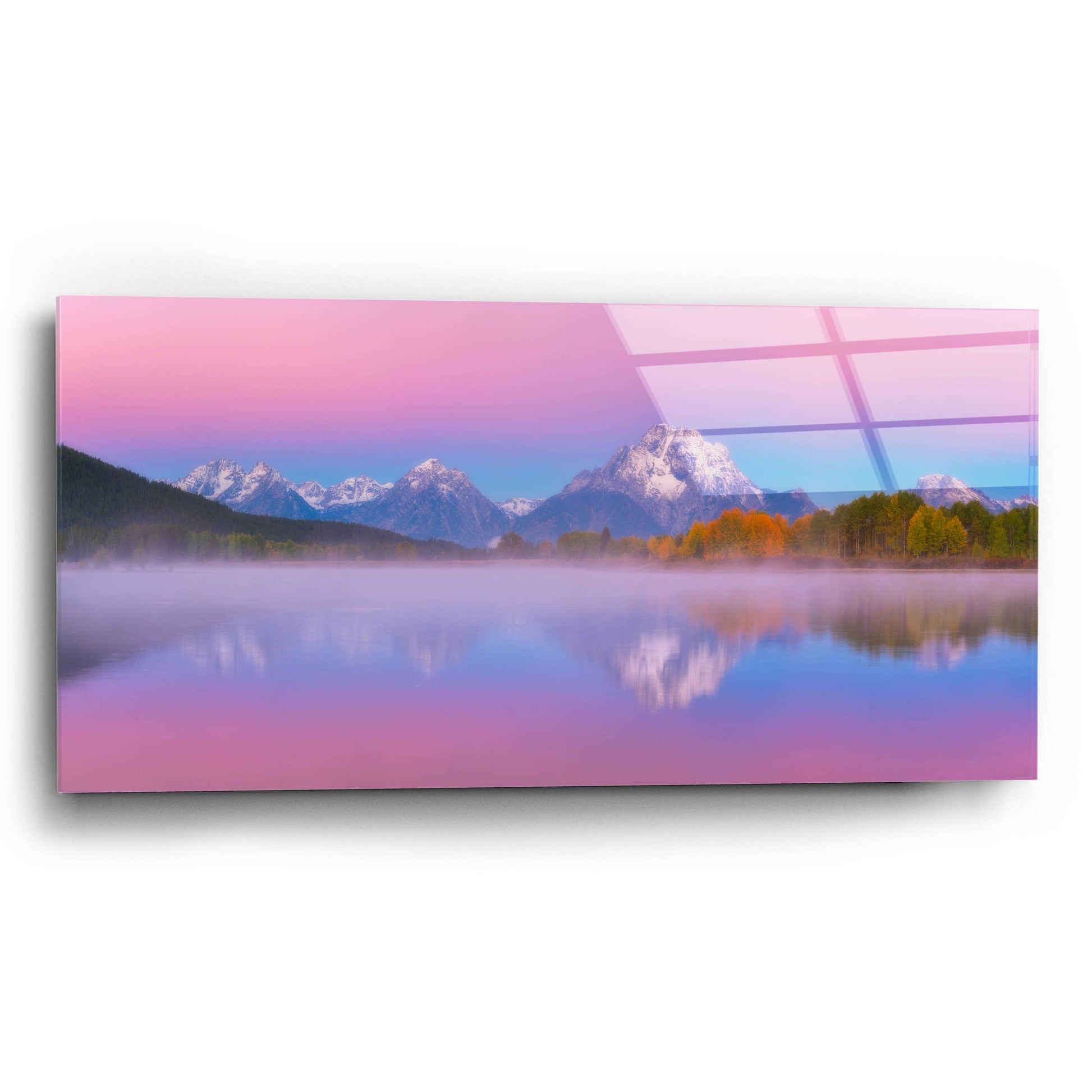 Epic Art 'Belt of Venus at Oxbow Bend - Grand Teton National Park' by Darren White, Acrylic Glass Wall Art,24x12