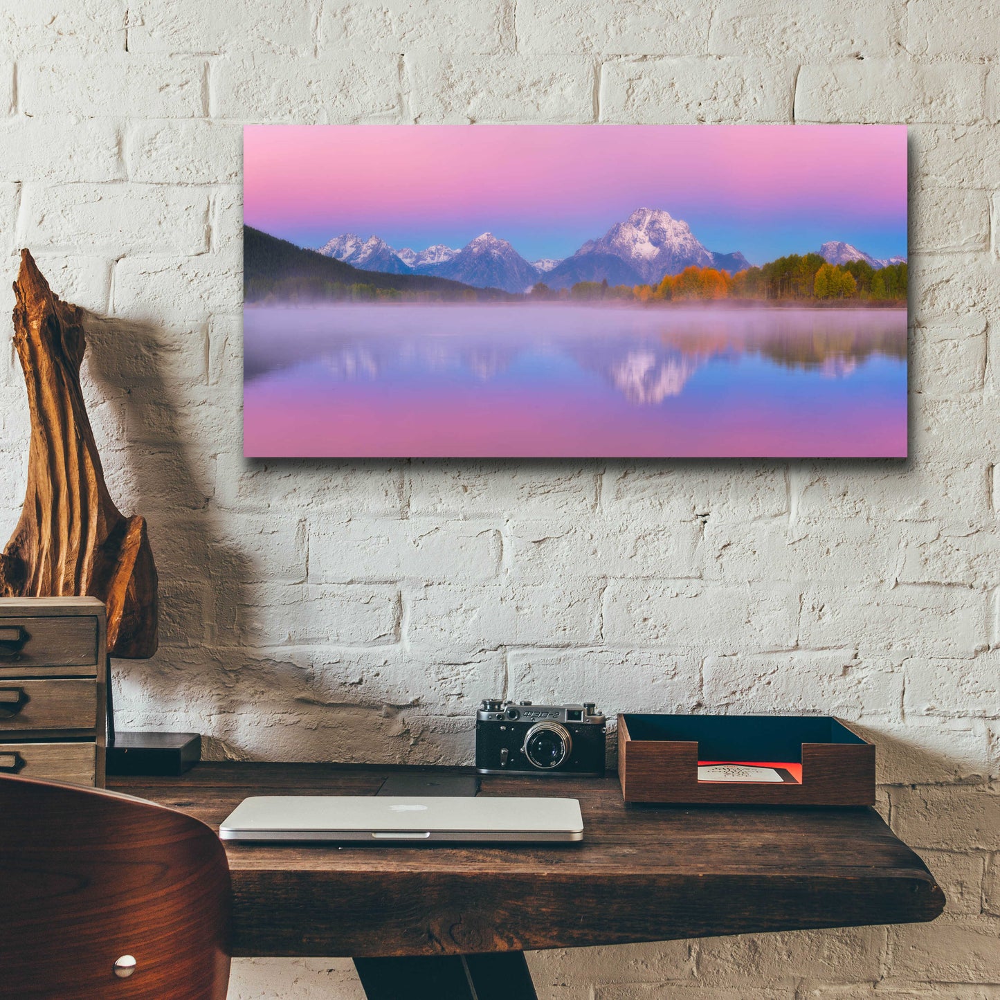 Epic Art 'Belt of Venus at Oxbow Bend - Grand Teton National Park' by Darren White, Acrylic Glass Wall Art,24x12