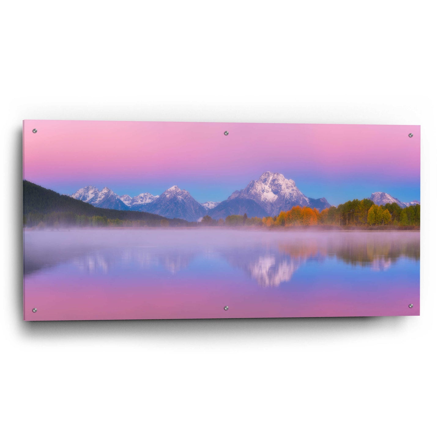 Epic Art 'Belt of Venus at Oxbow Bend - Grand Teton National Park' by Darren White, Acrylic Glass Wall Art,48x24