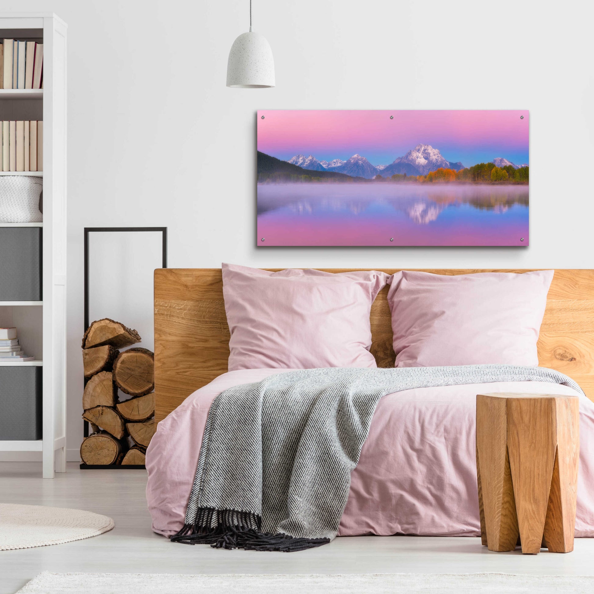 Epic Art 'Belt of Venus at Oxbow Bend - Grand Teton National Park' by Darren White, Acrylic Glass Wall Art,48x24