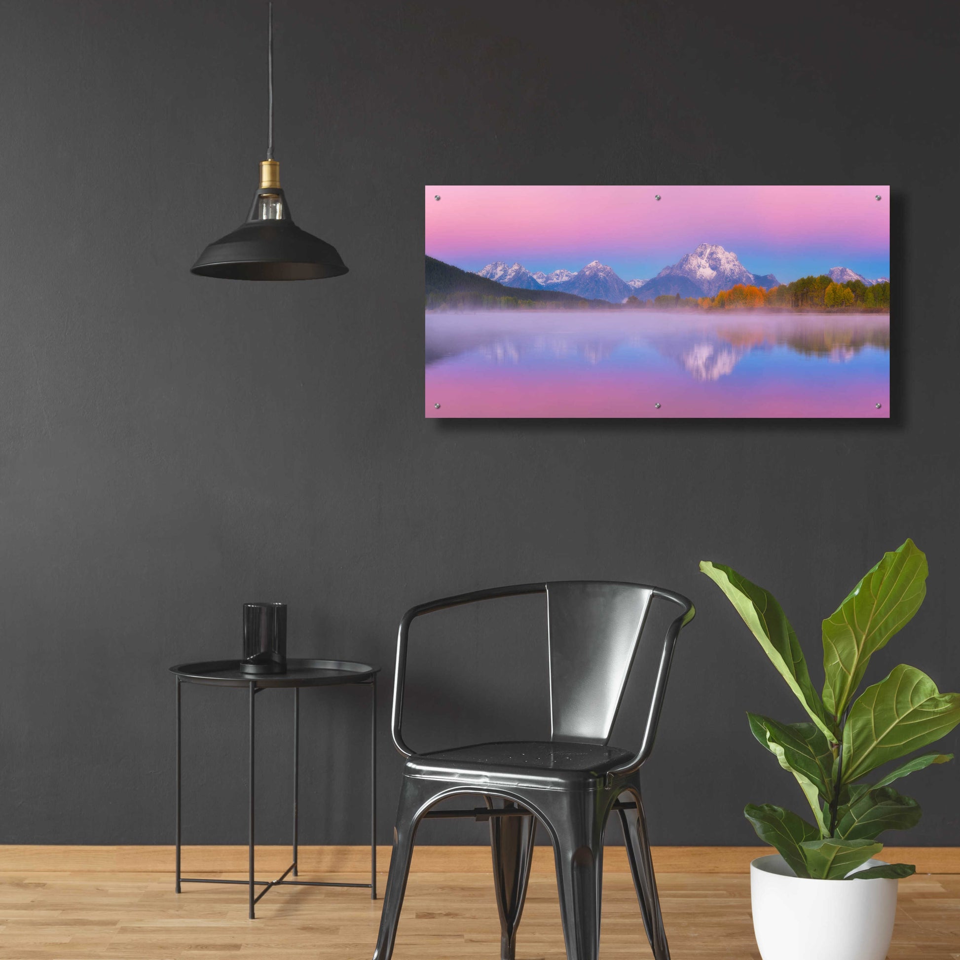 Epic Art 'Belt of Venus at Oxbow Bend - Grand Teton National Park' by Darren White, Acrylic Glass Wall Art,48x24