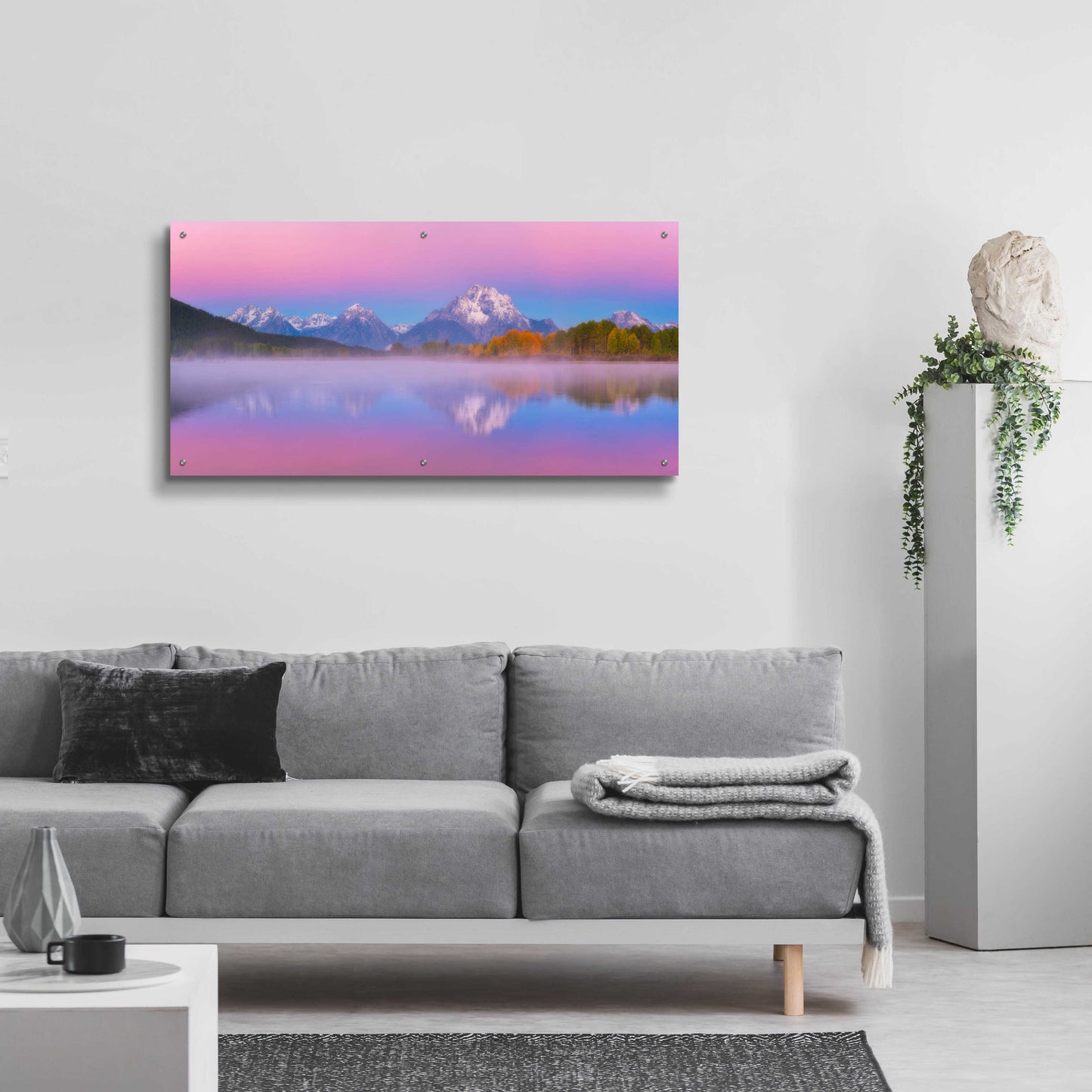 Epic Art 'Belt of Venus at Oxbow Bend - Grand Teton National Park' by Darren White, Acrylic Glass Wall Art,48x24