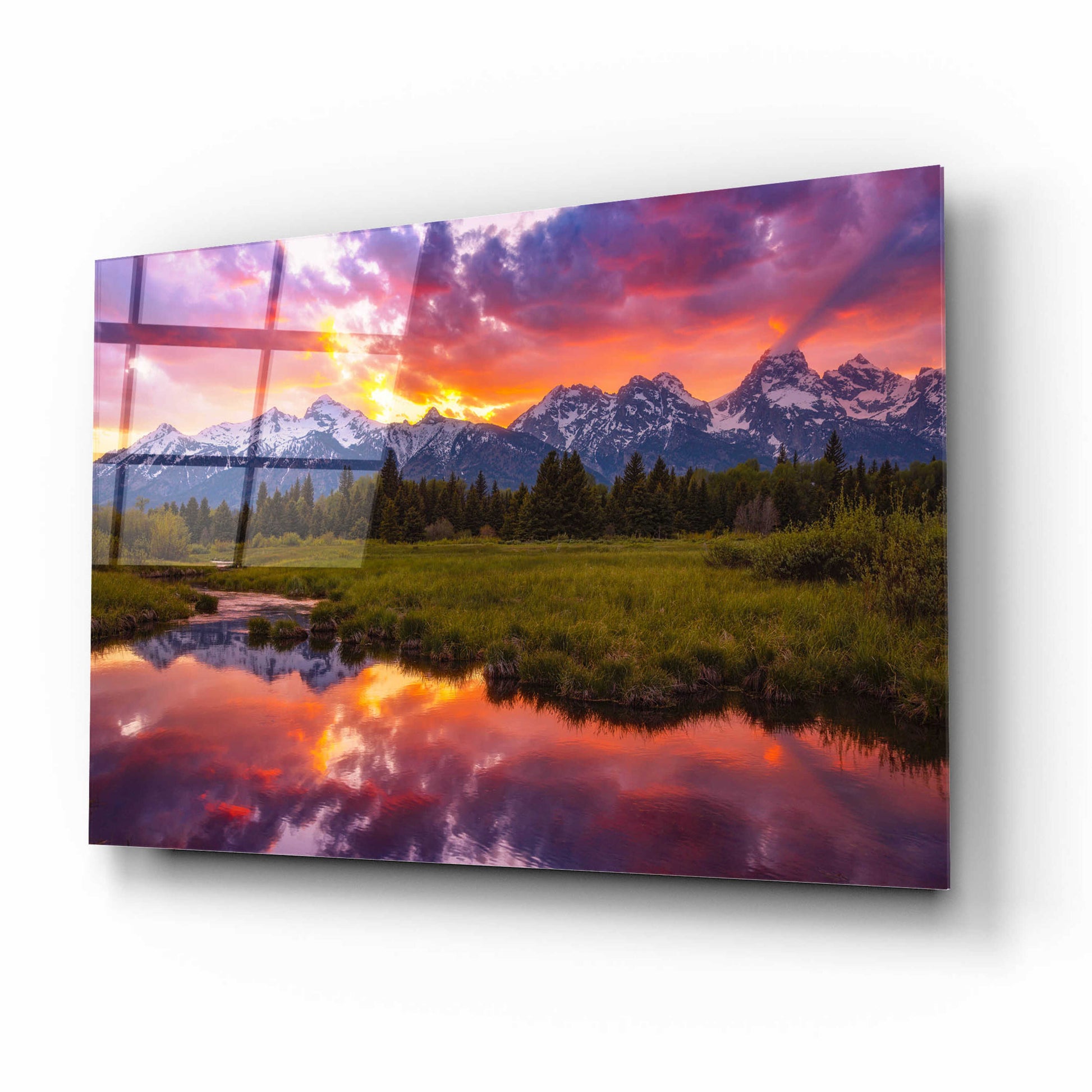 Epic Art 'Black Ponds Sunset - Grand Teton National Park' by Darren White, Acrylic Glass Wall Art,16x12