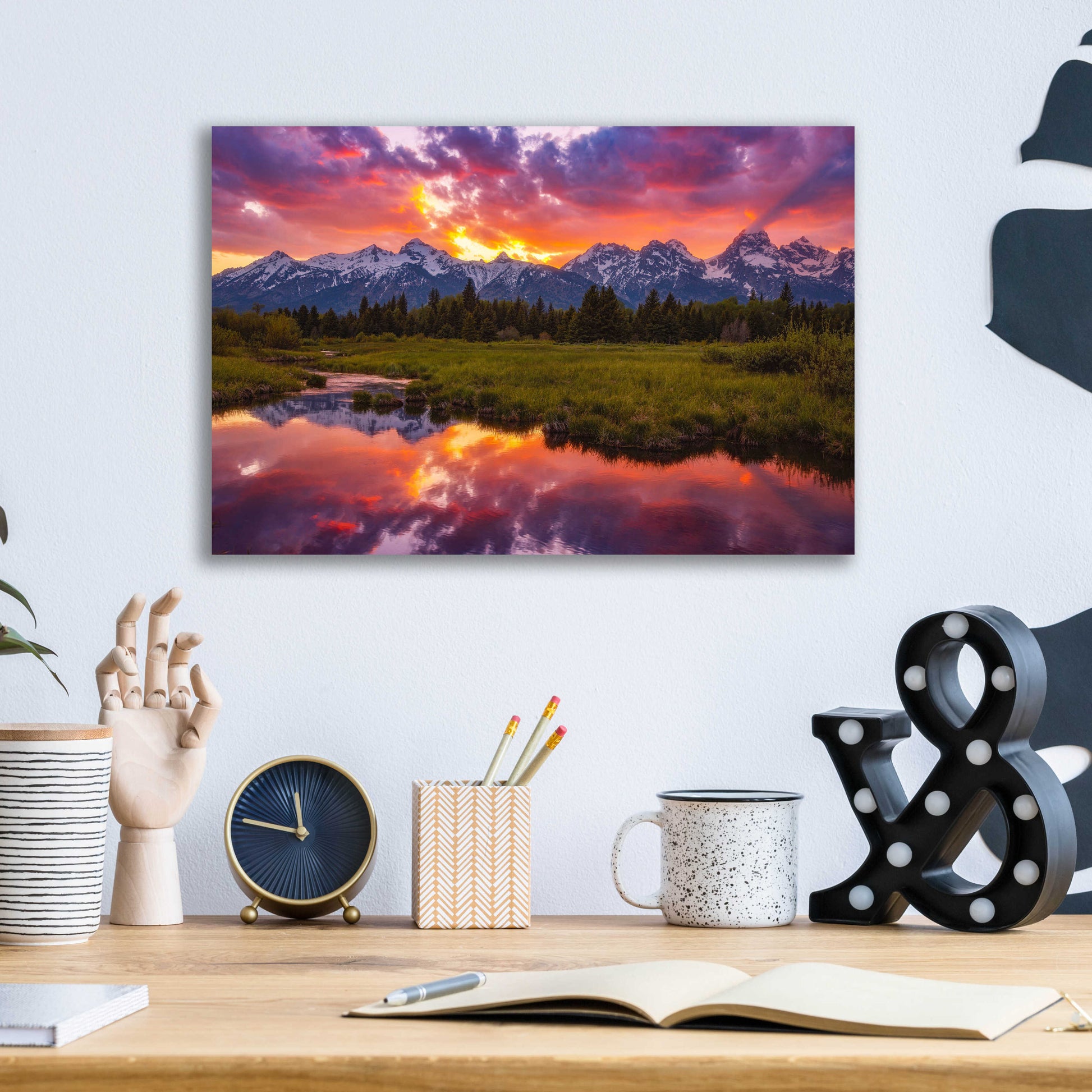 Epic Art 'Black Ponds Sunset - Grand Teton National Park' by Darren White, Acrylic Glass Wall Art,16x12