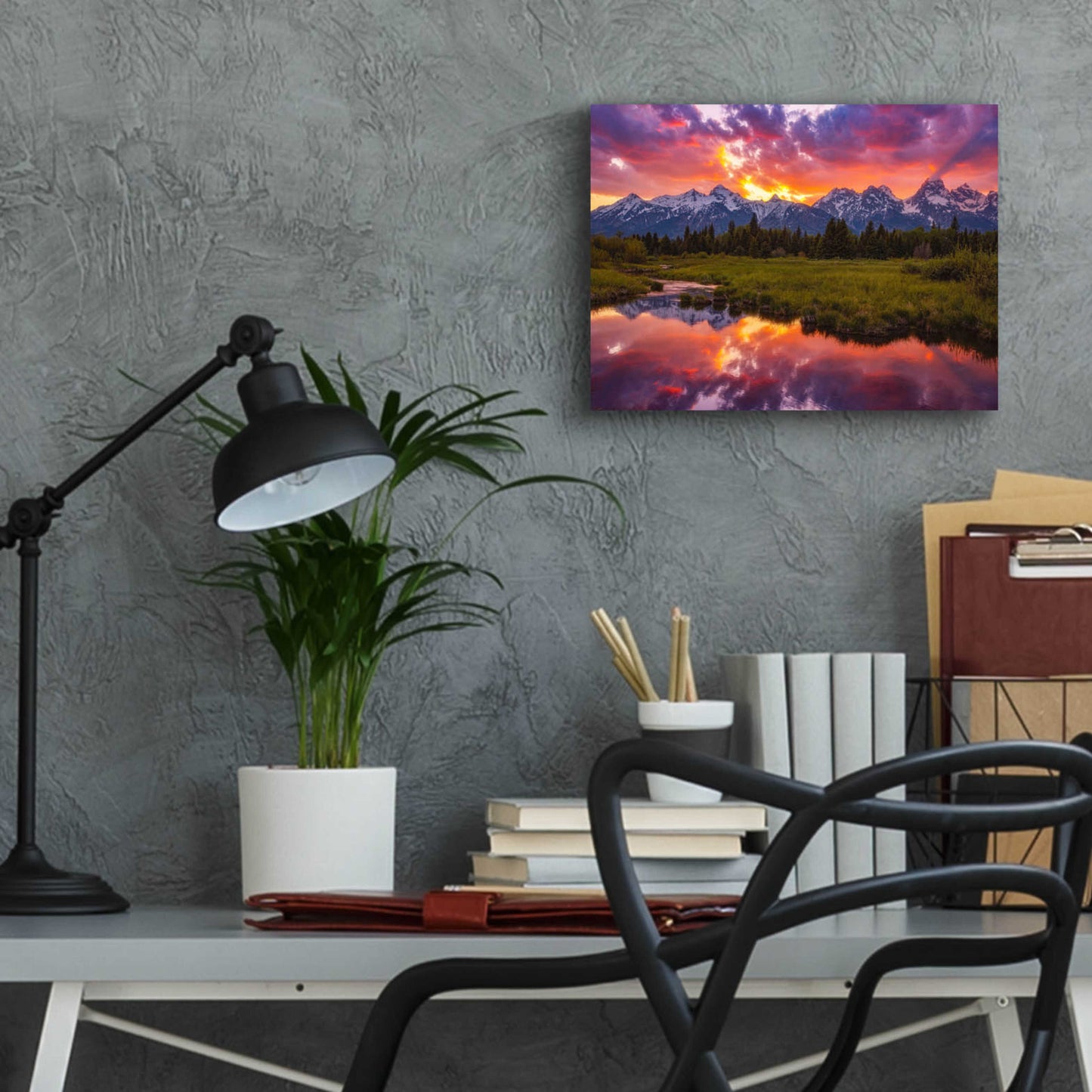 Epic Art 'Black Ponds Sunset - Grand Teton National Park' by Darren White, Acrylic Glass Wall Art,16x12