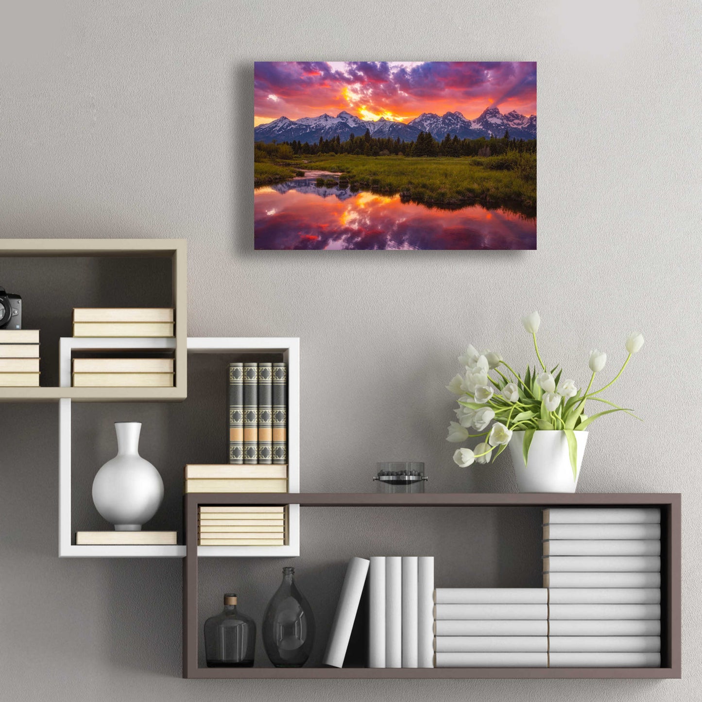 Epic Art 'Black Ponds Sunset - Grand Teton National Park' by Darren White, Acrylic Glass Wall Art,24x16