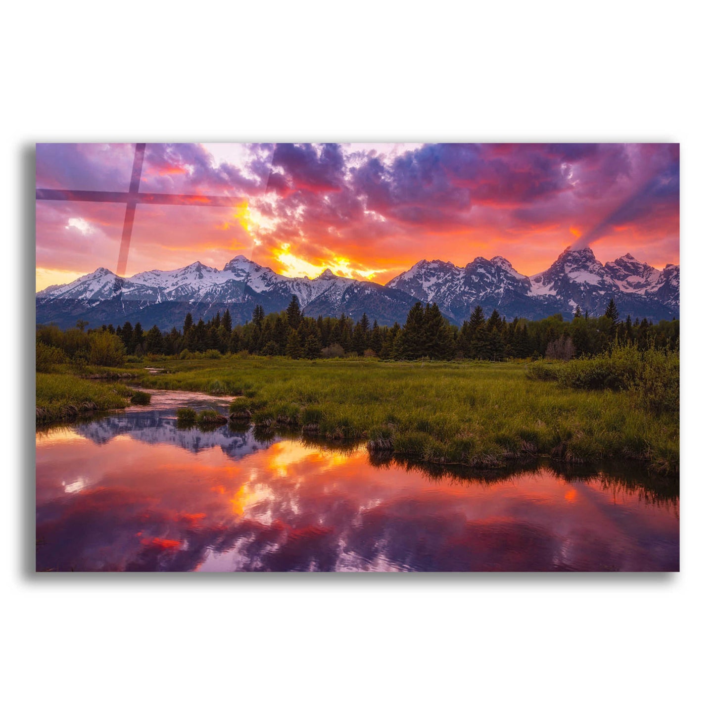 Epic Art 'Black Ponds Sunset - Grand Teton National Park' by Darren White, Acrylic Glass Wall Art,24x16