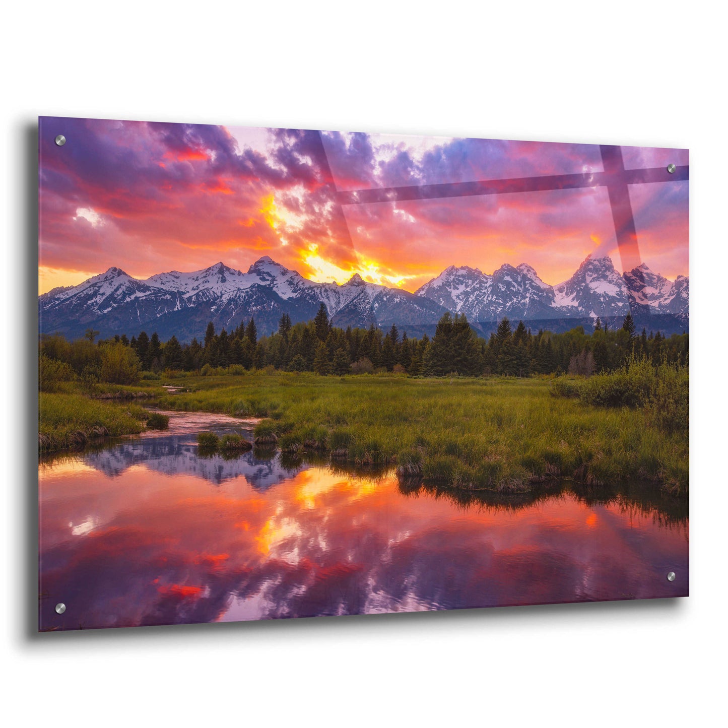 Epic Art 'Black Ponds Sunset - Grand Teton National Park' by Darren White, Acrylic Glass Wall Art,36x24