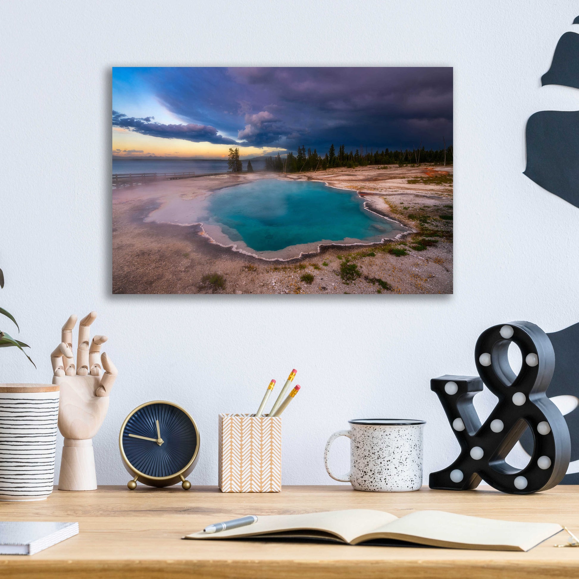 Epic Art 'Black Pool Storm - Yellowstone National Park' by Darren White, Acrylic Glass Wall Art,16x12