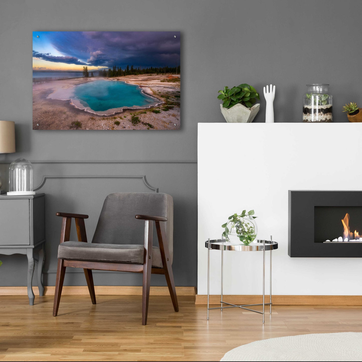 Epic Art 'Black Pool Storm - Yellowstone National Park' by Darren White, Acrylic Glass Wall Art,36x24